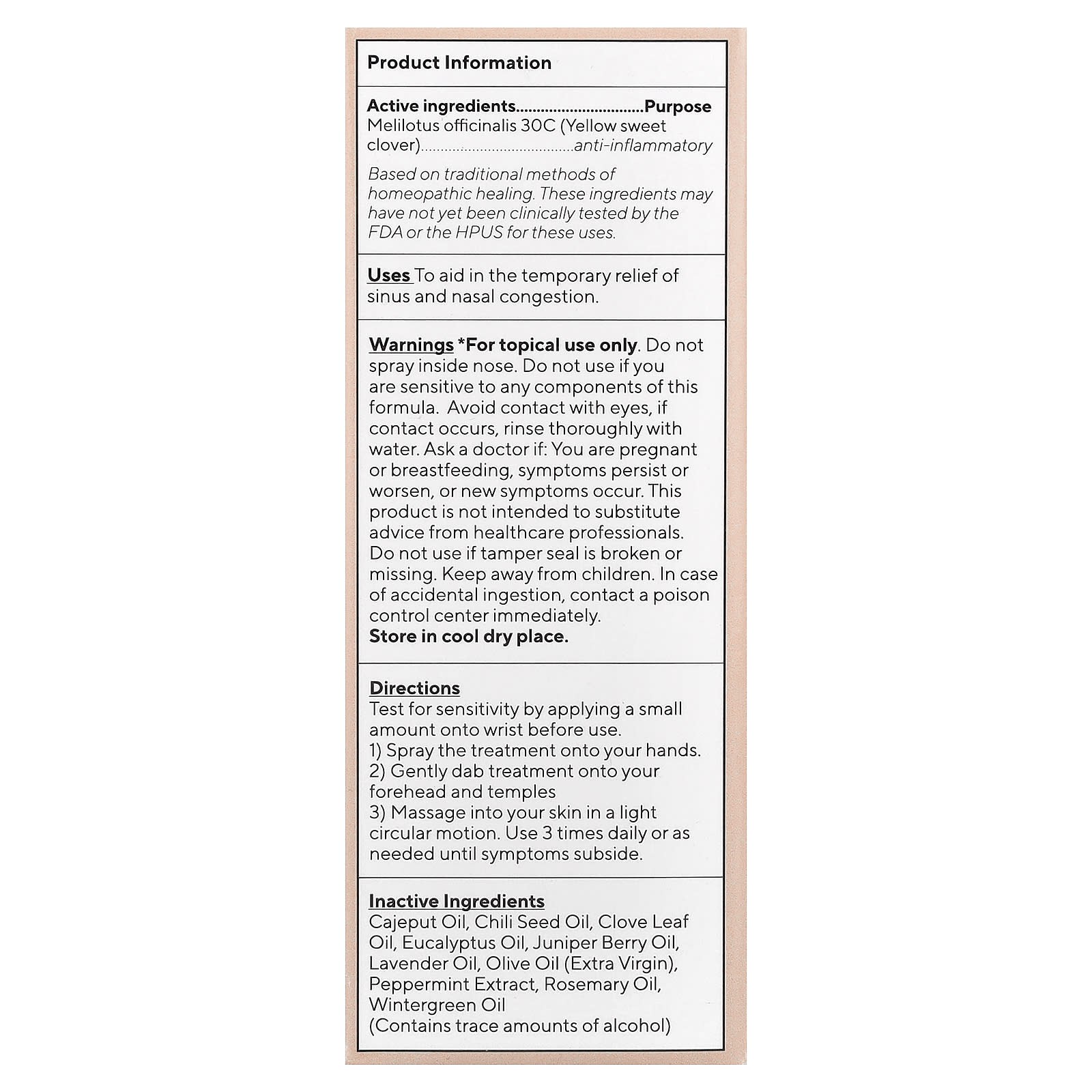 Marie Originals, The Bioactive Sinus Congestion Spray, 1 fl oz (29 ml)