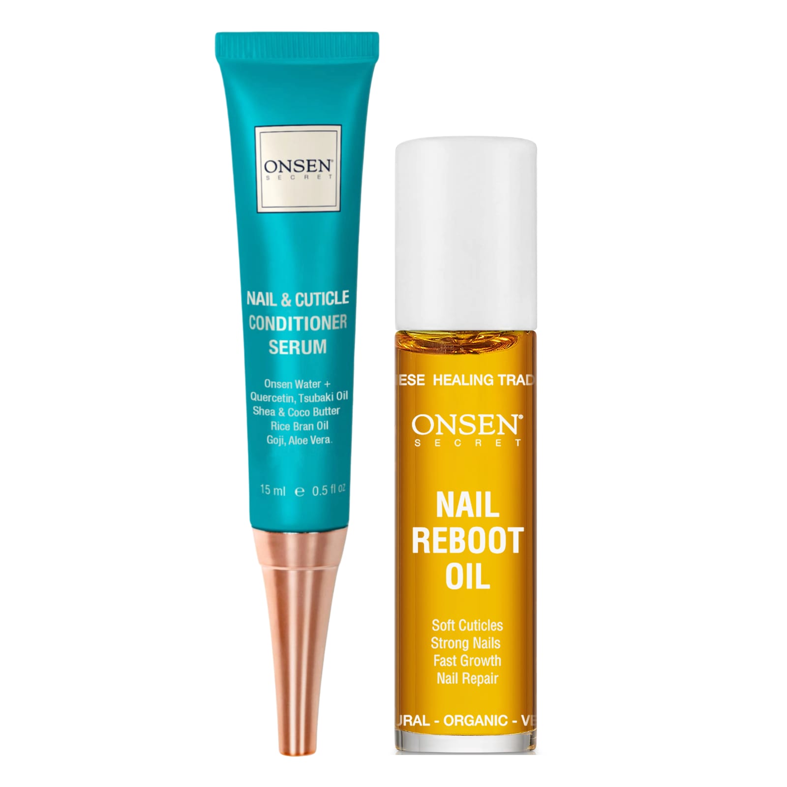 Onsen Secret, Nail & Cuticle Conditioner Serum & Nail Reboot Oil Kit, 2 Piece Kit