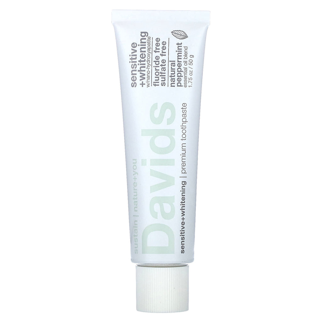 Davids, Premium Toothpaste, Sensitive + Whitening, Natural Peppermint, 1.75 oz (50 g)