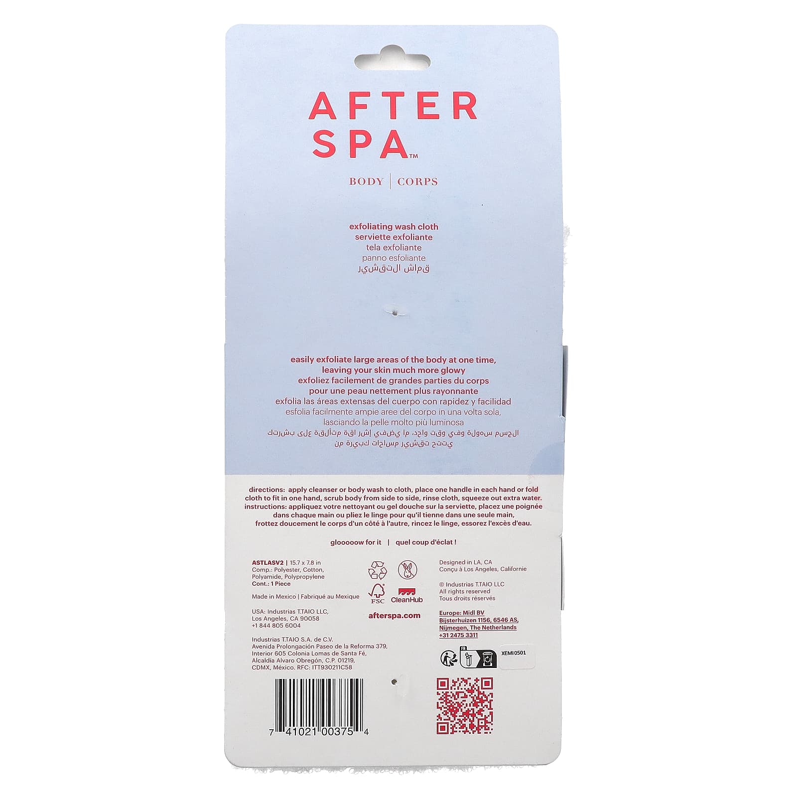 AfterSpa, Exfoliating Wash Cloth, 1 Wash Cloth
