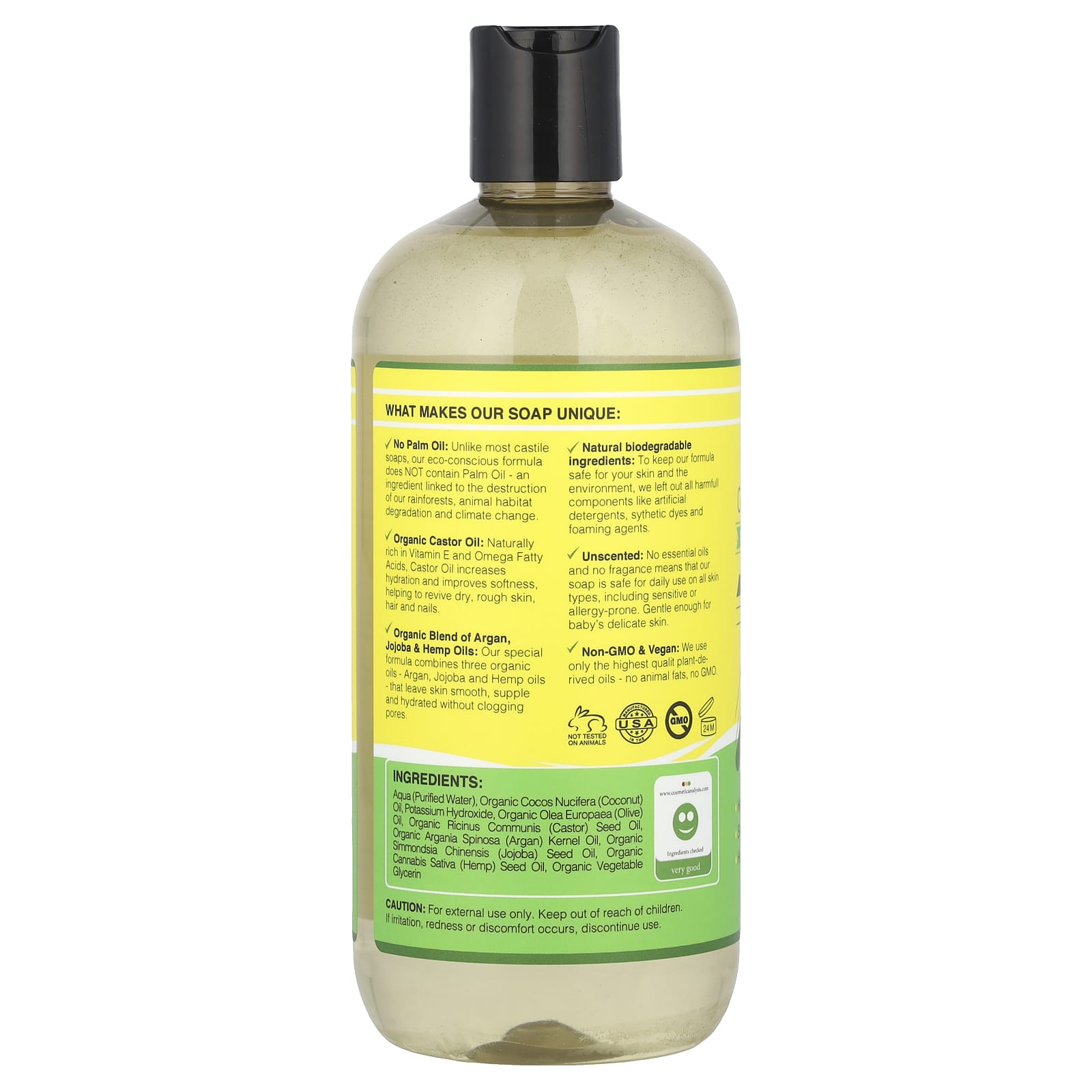 Seven Minerals, Pure Castile Soap, Unscented Mild & Gentle, 16 fl oz