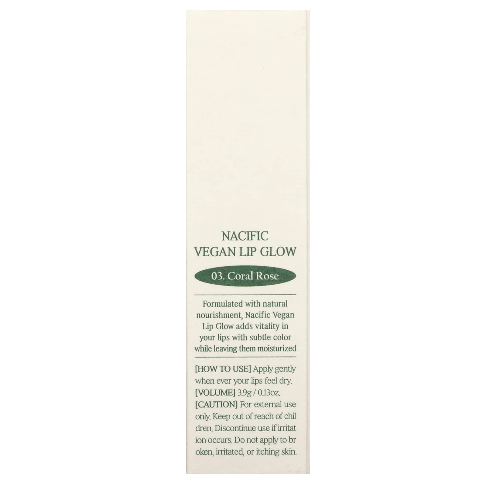 Nacific, Vegan Lip Glow, 03 Coral Rose, 0.13 oz (3.9 g)