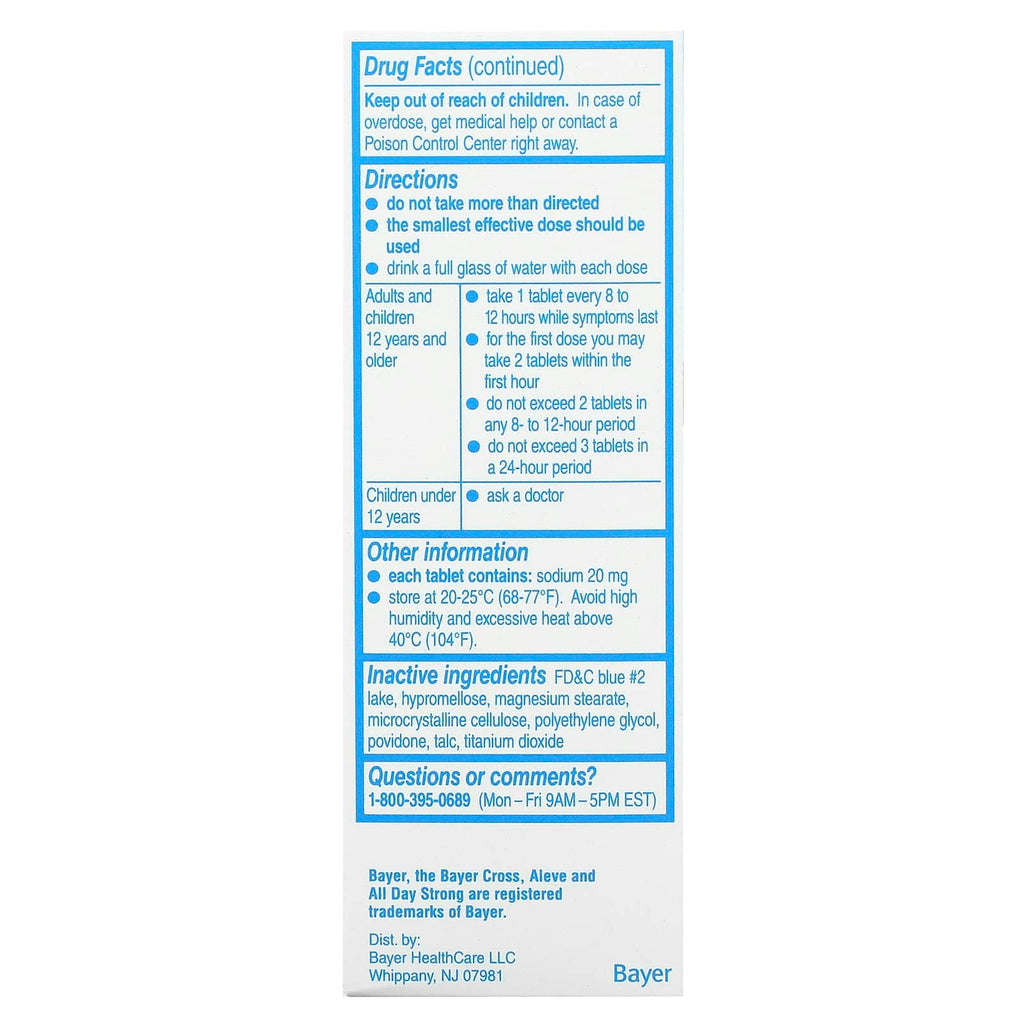 Aleve, Naproxen Sodium Tablets, Headache Pain, 220 mg, 90 Tablets