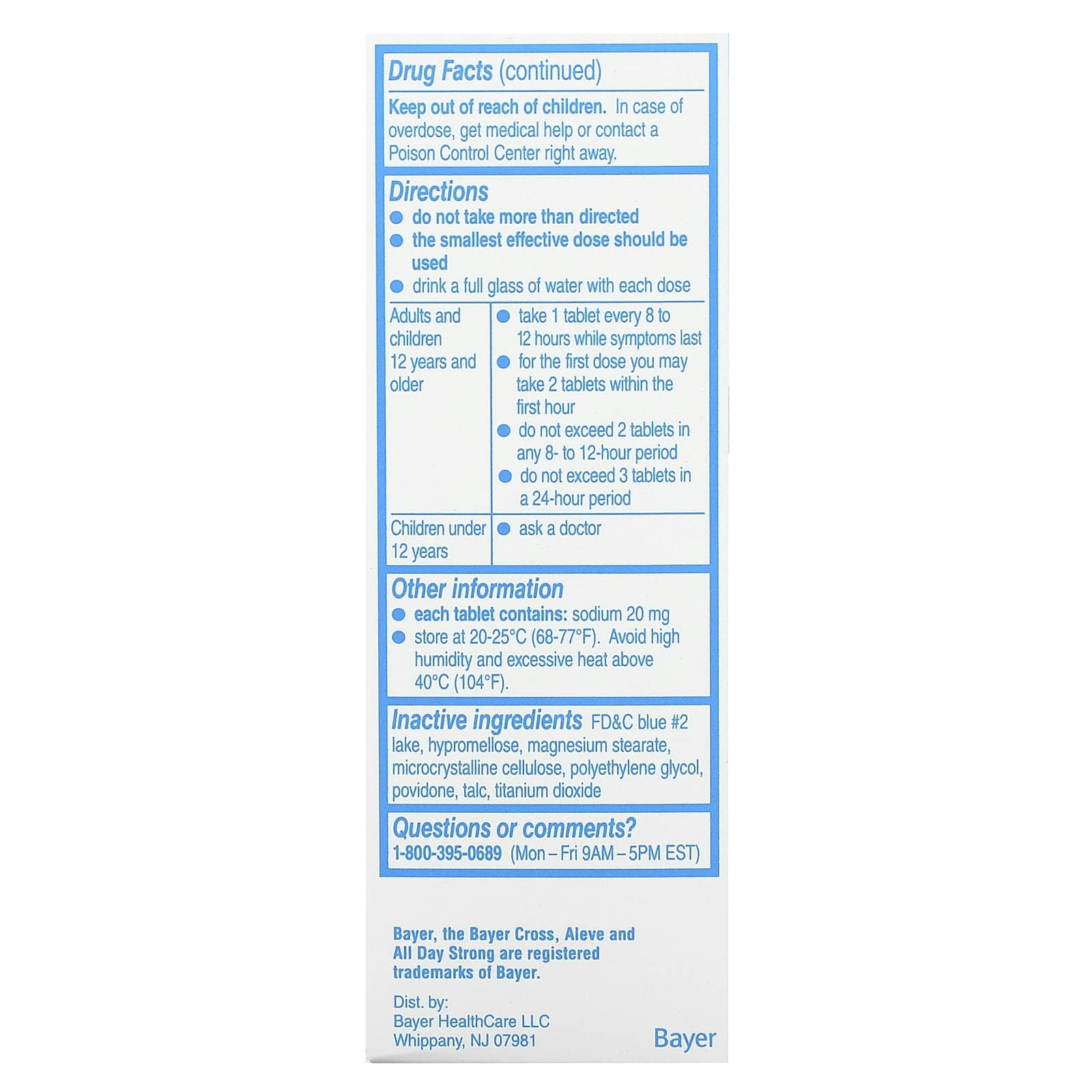 Aleve, Naproxen Sodium Tablets, Headache Pain, 220 mg, 90 Tablets