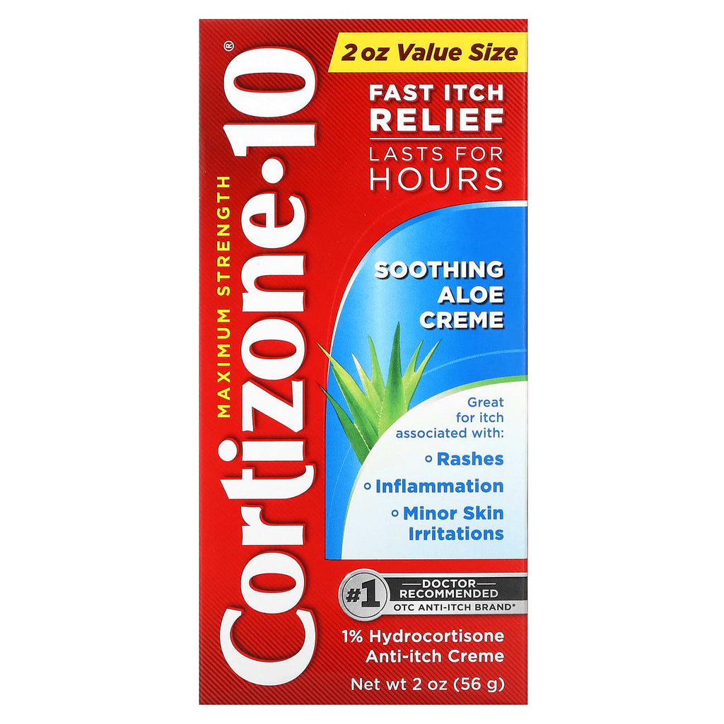 Cortizone 10, Maximum Strength, Soothing Aloe Creme, 2 oz (56 g)