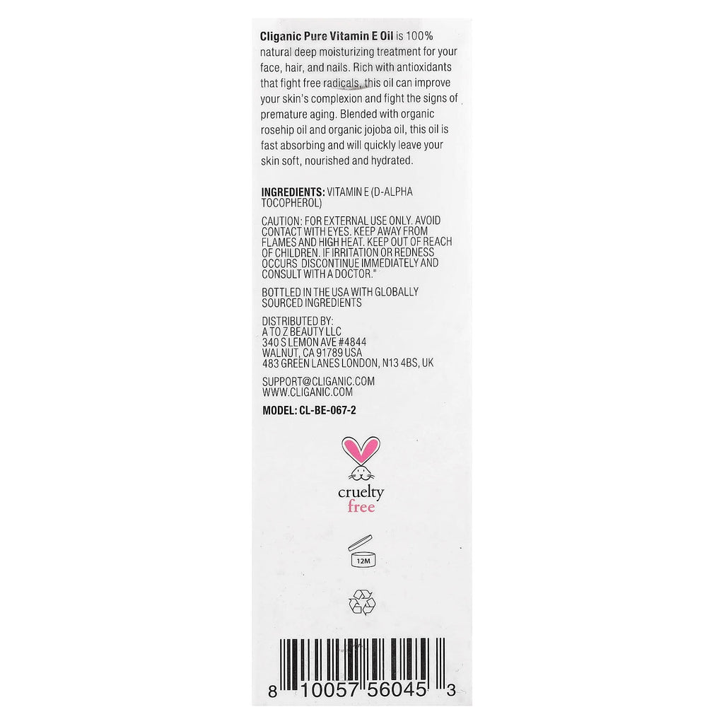 Cliganic, 100% Pure Vitamin E Oil, 60,000 IU, 2 fl oz (59 ml)