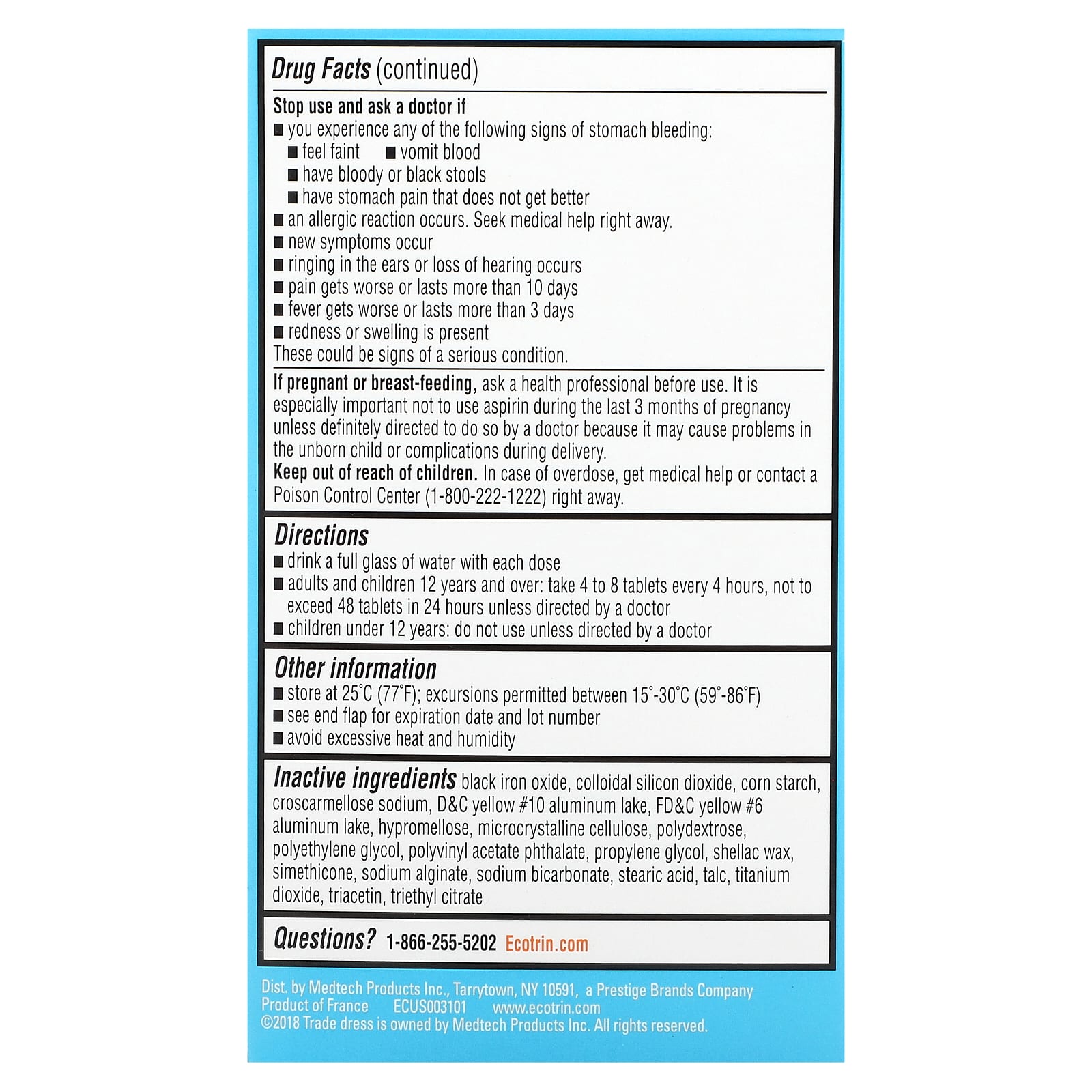 Ecotrin, Safety Coated Aspirin, Low Strength, 81 mg, 365 Tablets