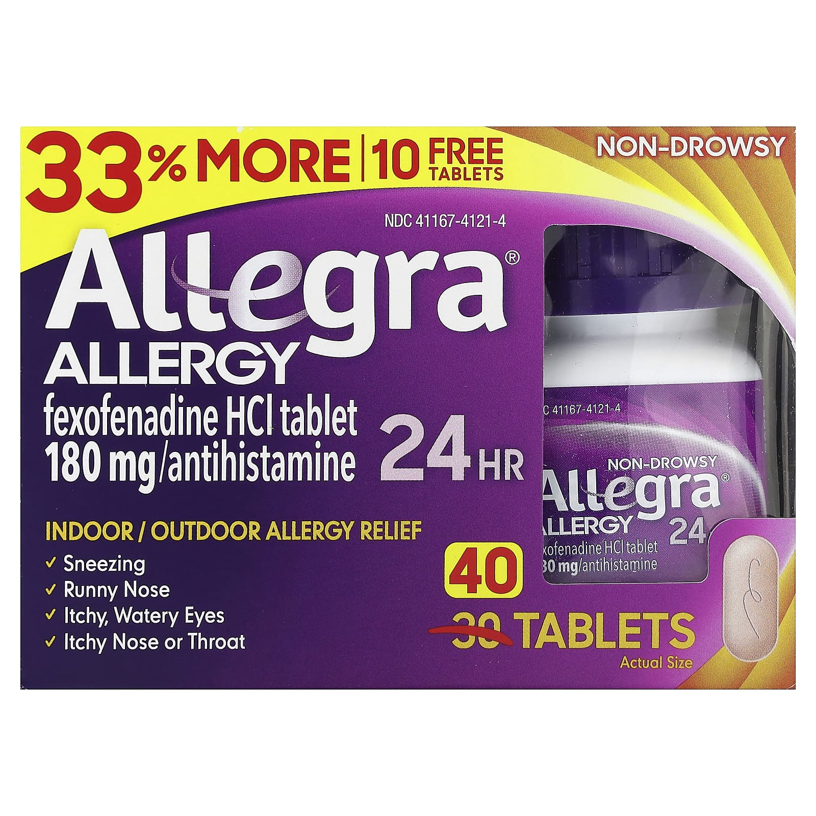 Allegra, Allergy 24 HR, Non-Drowsy, 180 mg , 40 Tablets