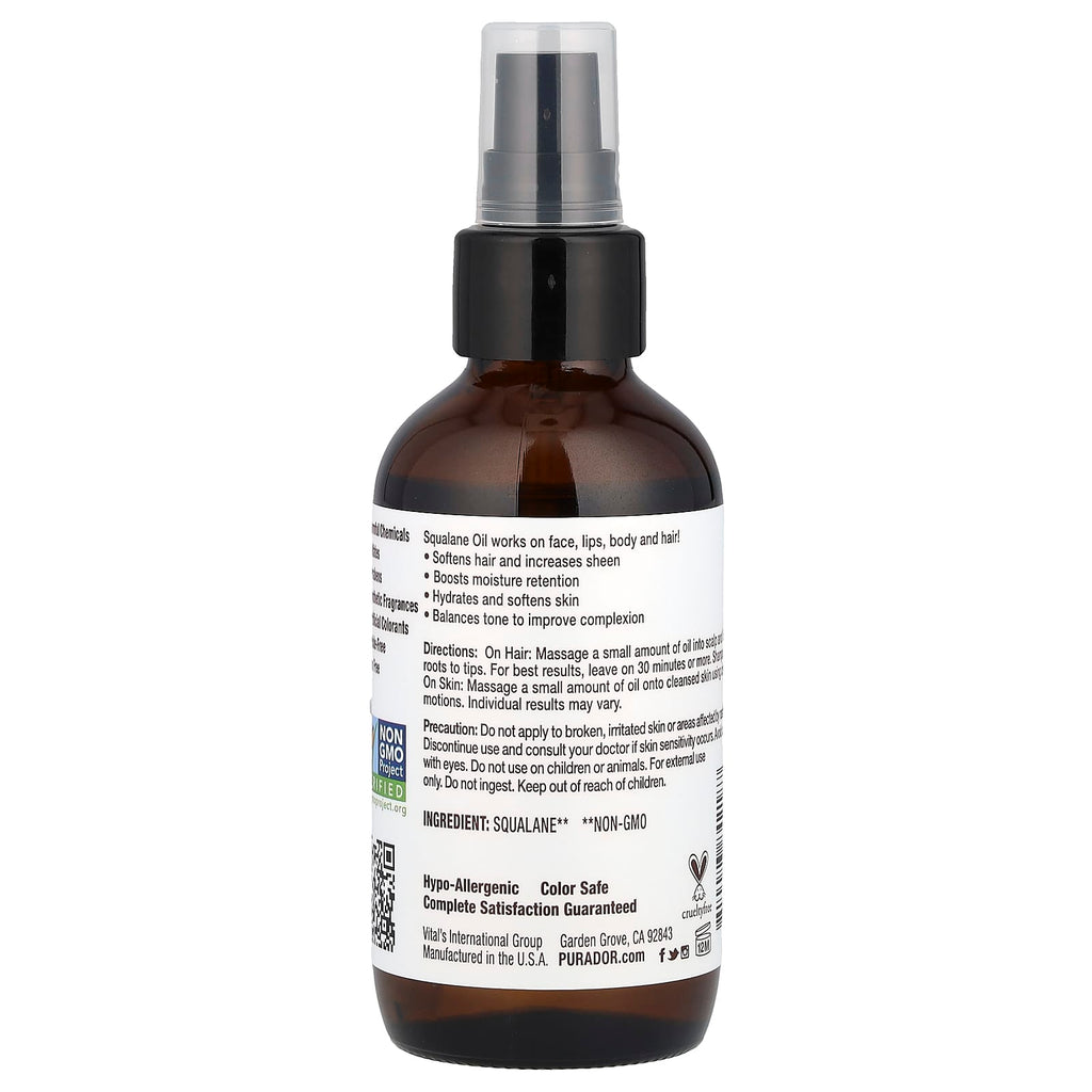 Pura D'or, Squalane Oil, 3.38 fl oz (100 ml)