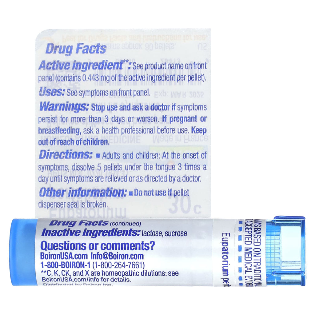 Boiron, Eupatorium Perfoliatum, 30C, Bodily Ache Relief, Approx 80 Pellets