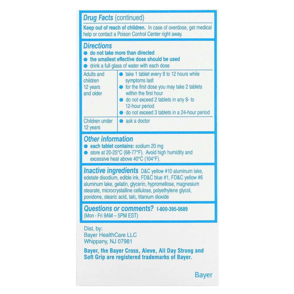 Aleve, Naproxen Sodium Tablets, 220 mg, 40 Gelcaps