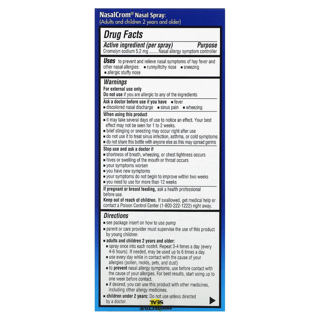 NasalCrom, Nasal Spray, Prevents & Relieves, Ages 2+, 5.2 mg, 0.88 fl oz (26 ml)