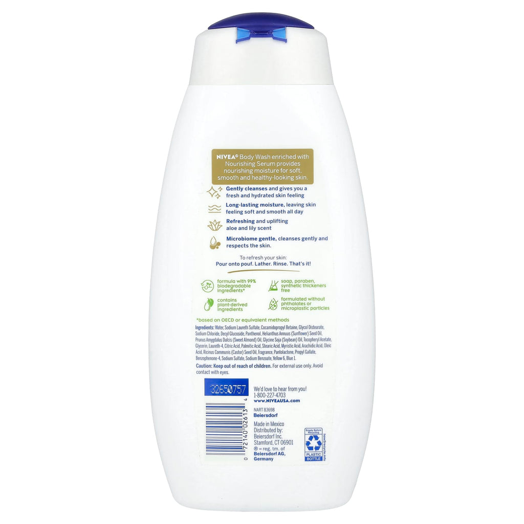 Nivea, Refreshing Body Wash, Fresh Aloe & Lily, 20 fl oz (591 ml)