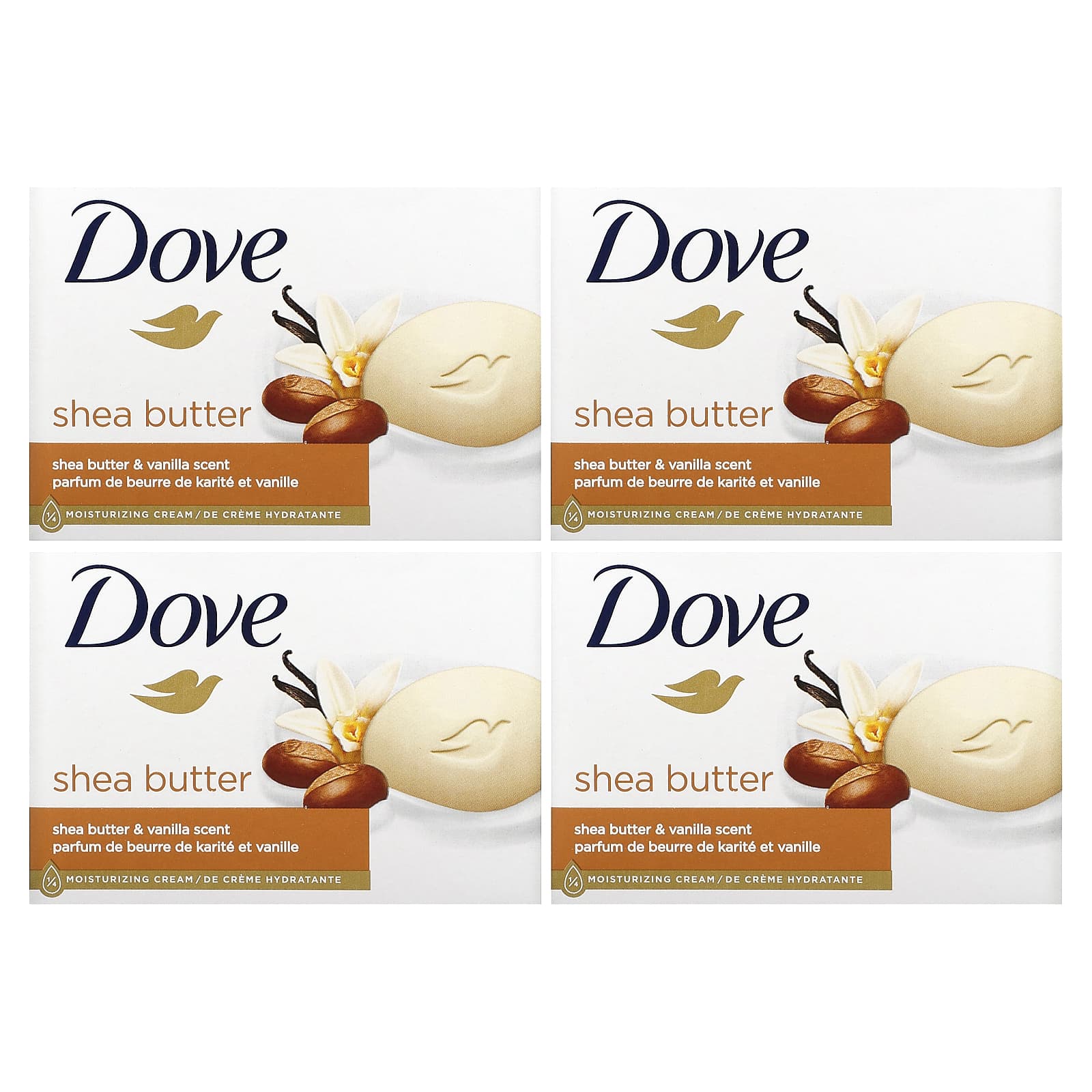 Dove, Beauty Bar Soap, Shea Butter & Vanilla, 2 Bars, 3.75 oz (106 g) Each