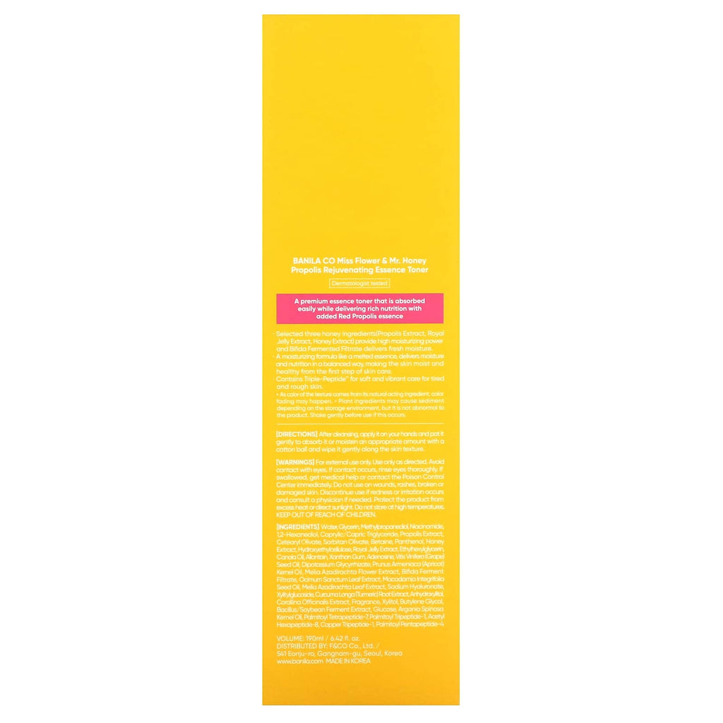 Banila Co, Miss Flower & Mr. Honey, Propolis Rejuvenating Essence Toner, 6.42 fl oz (190 ml)