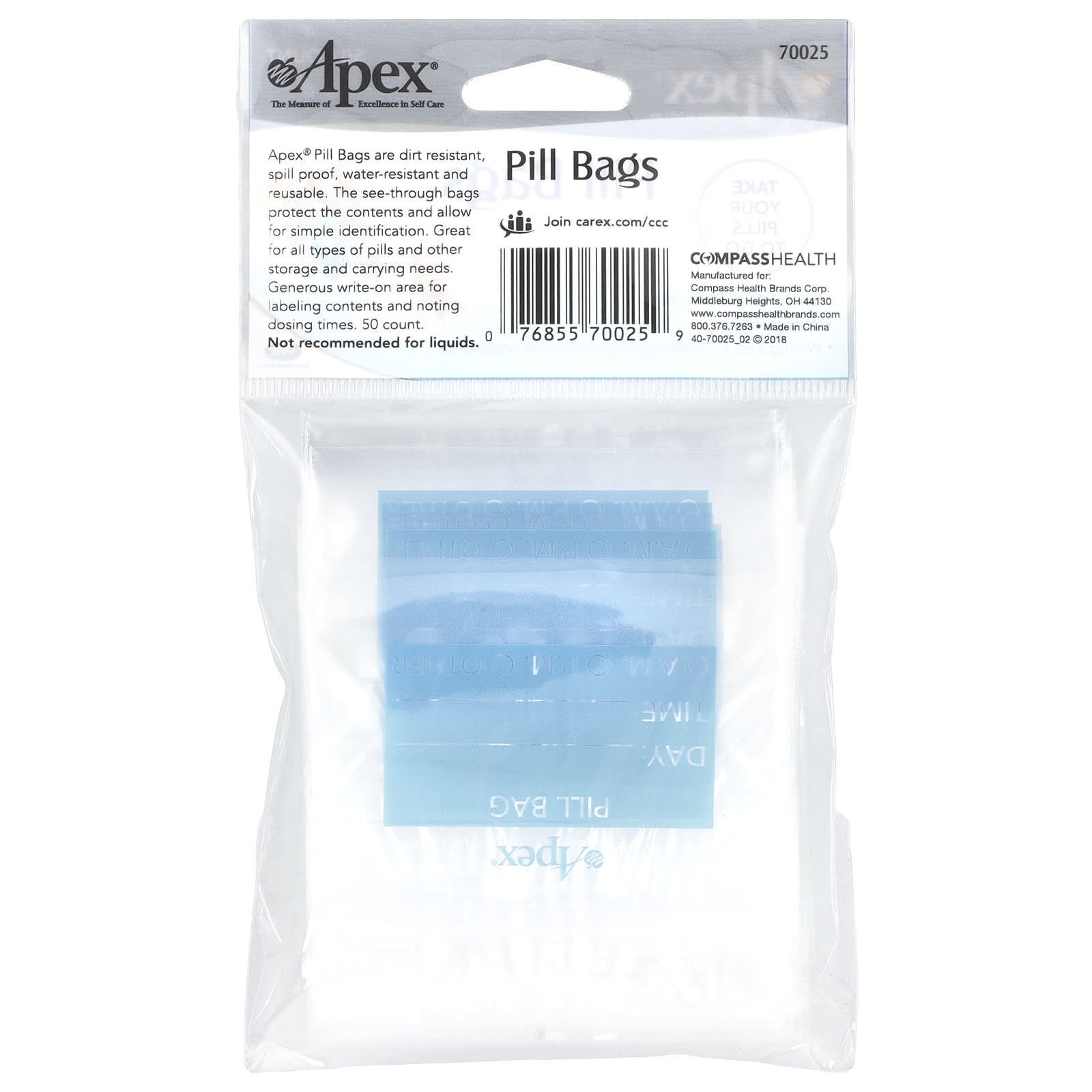 Apex, Pill Bags, 50 Count