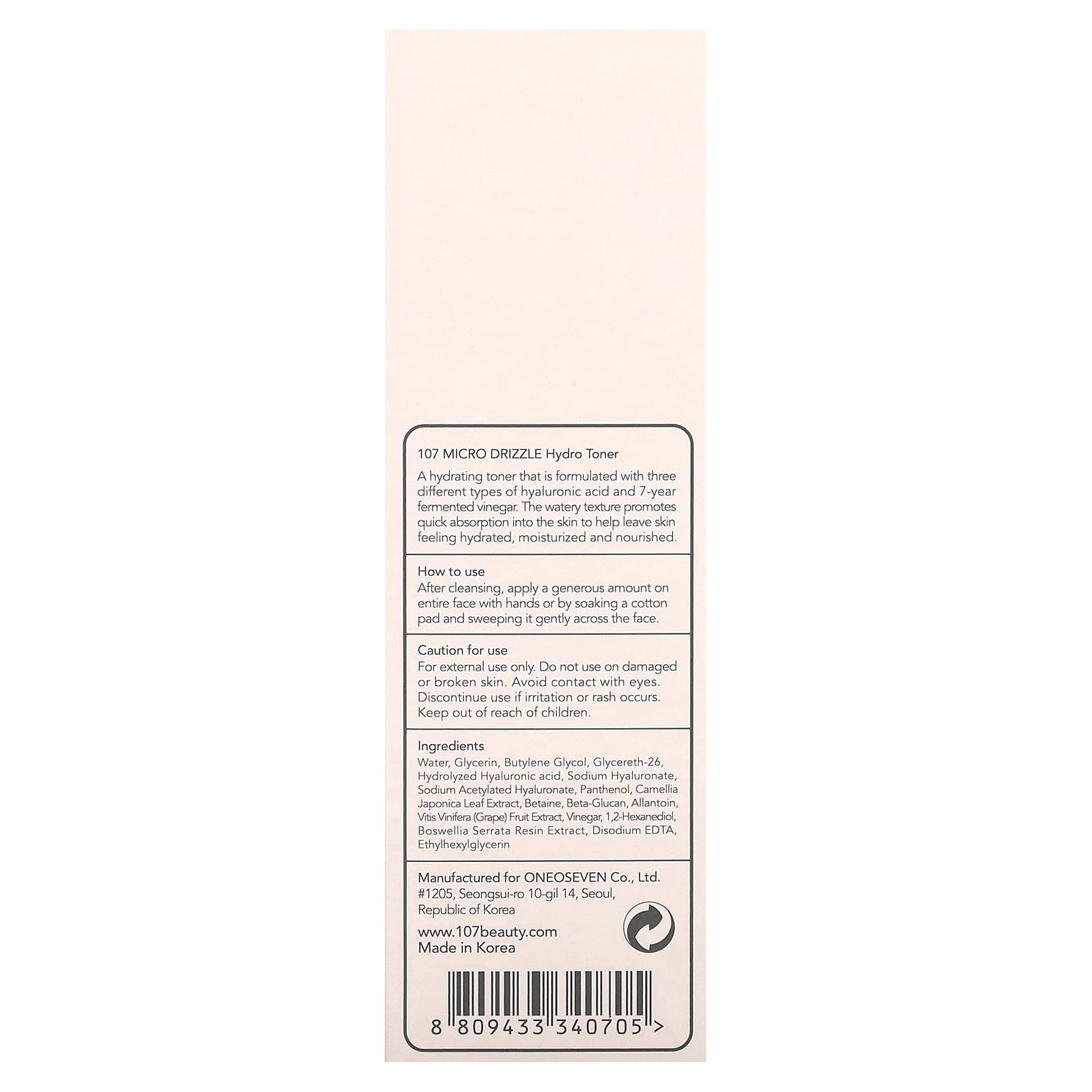 107 Beauty, Micro Drizzle, Hydro Toner, 6.1 fl oz (180 ml)