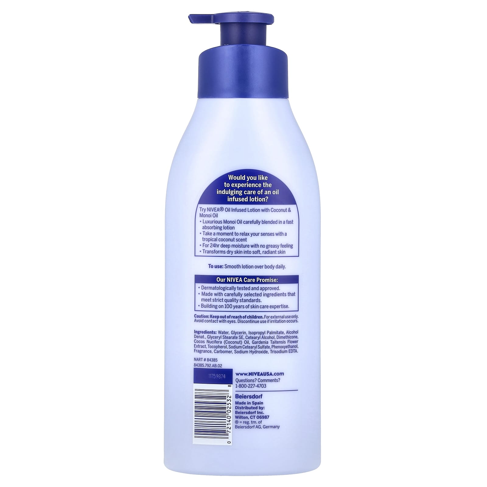 Nivea, Oil Infused Lotion, Coconut & Monoi Oil, 16.9 fl oz (500 ml)