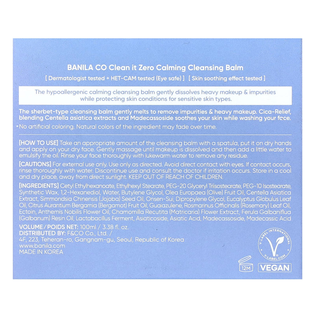 Banila Co, Clean It Zero, Calming Cleansing Balm, 3.38 fl oz (100 ml)