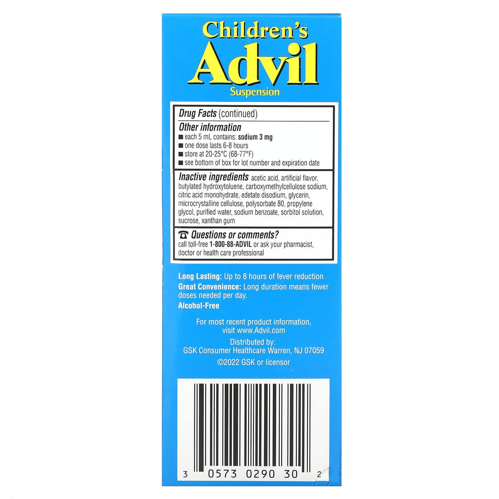 Advil, Children's Advil, Fever, For Ages 2-11 Years, White Grape, 4 fl oz (120 ml)