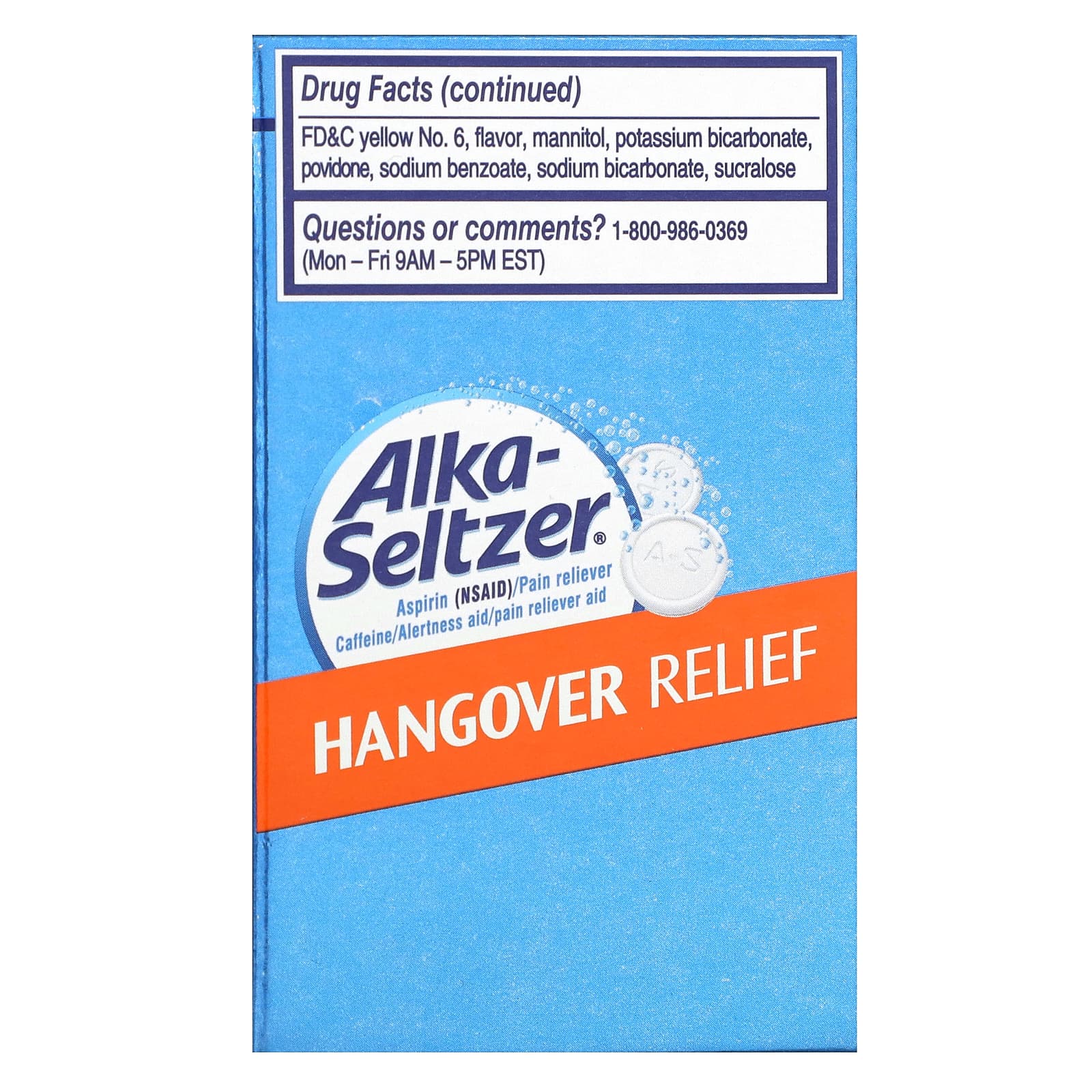 Alka-Seltzer, Hangover Relief, Orange Fizz, 10 Pouches, 2 Effervescent Tablets Each