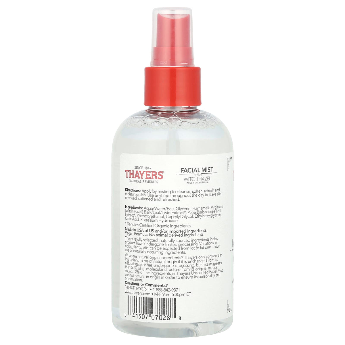 Thayers, Witch Hazel Facial Mist, Alcohol-Free, Unscented, 8 fl oz (237 ml)