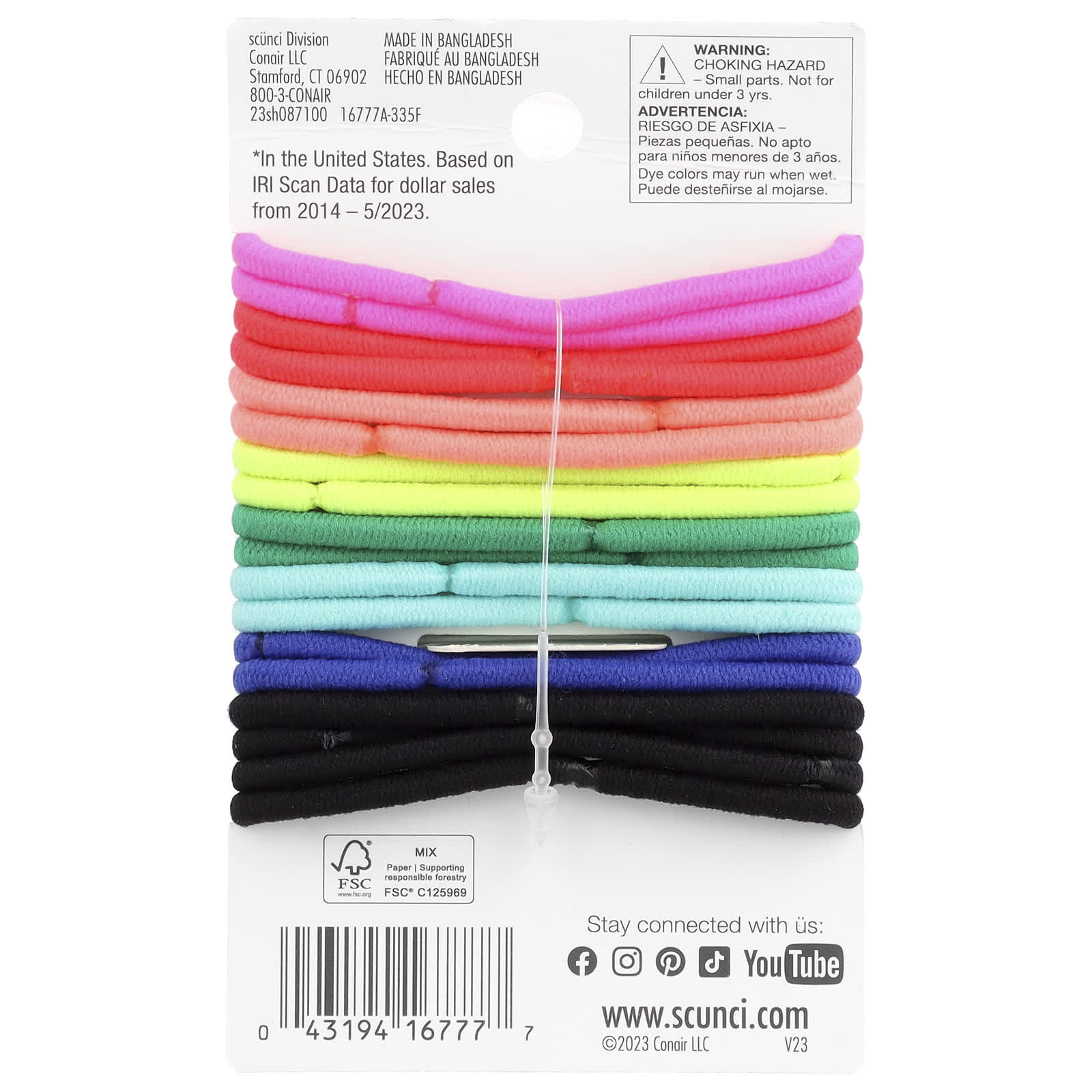 Scunci, No Damage® Elastics, All Hair, Medium Hold, Assorted Colors, 18 Pieces