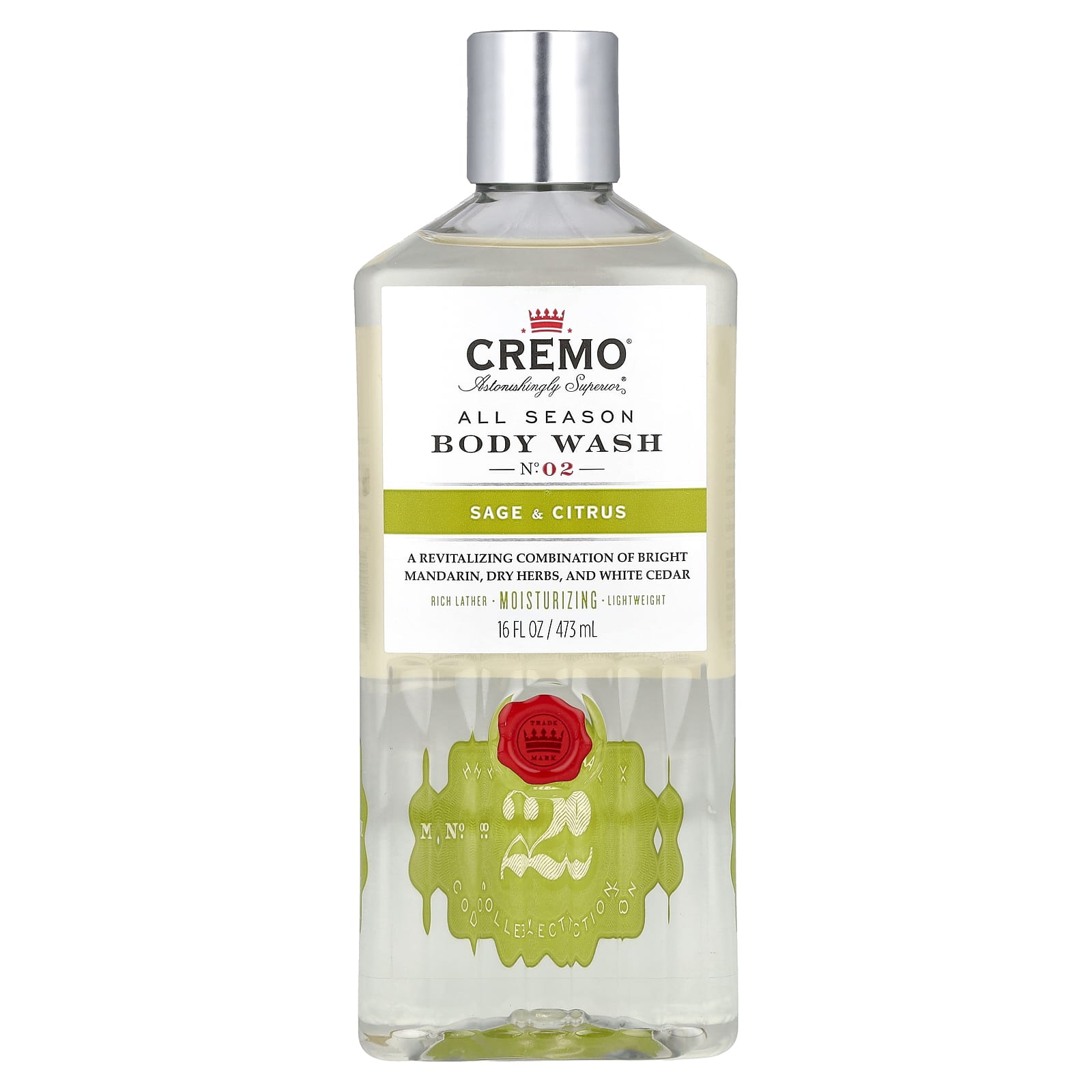 Cremo, All Season Body Wash, No. 2, Sage & Citrus, 16 fl oz (473 ml)