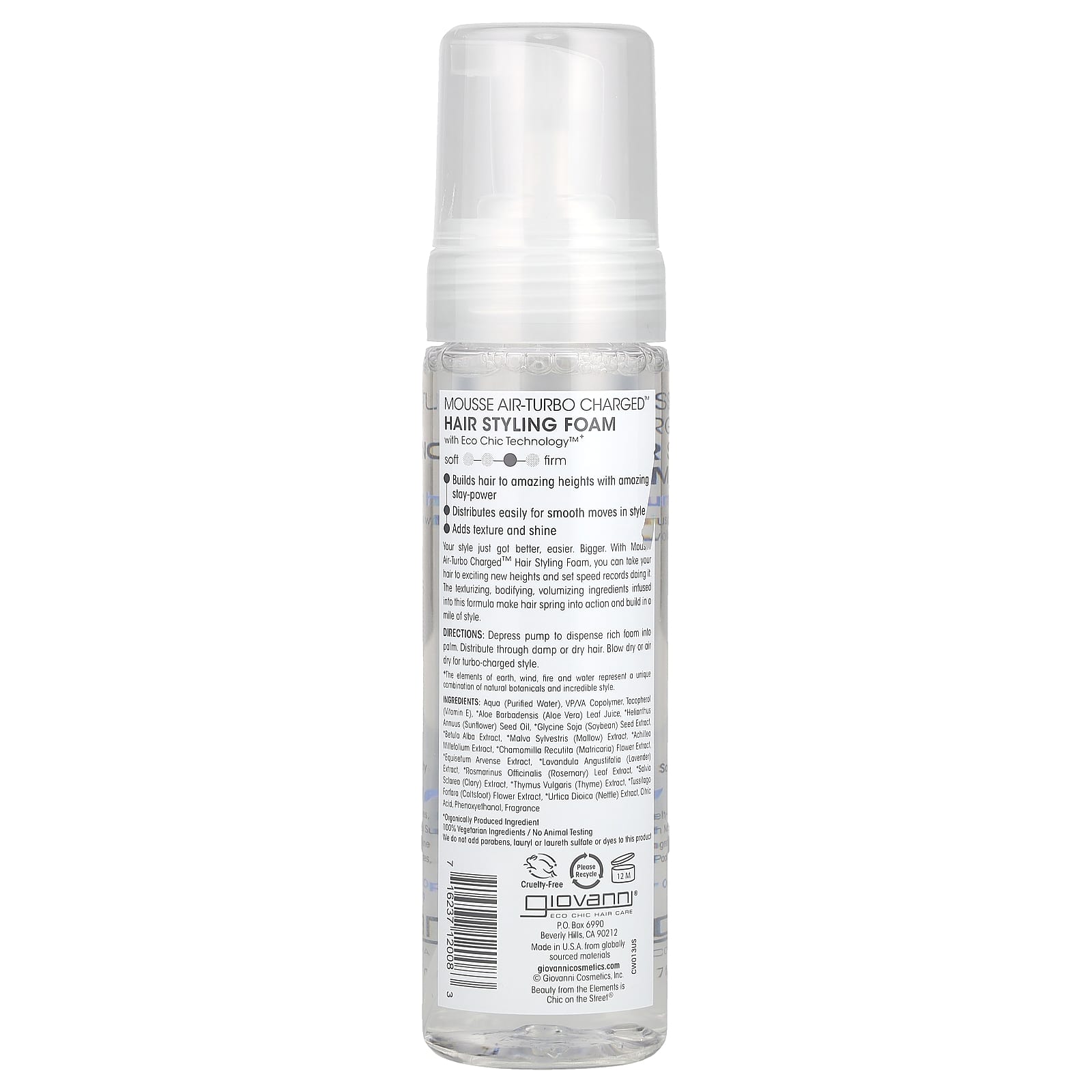 Giovanni, Mousse Air-Turbo Charged™, Hair Styling Foam, Medium-To-Firm Hold, 7 fl oz (207 ml)