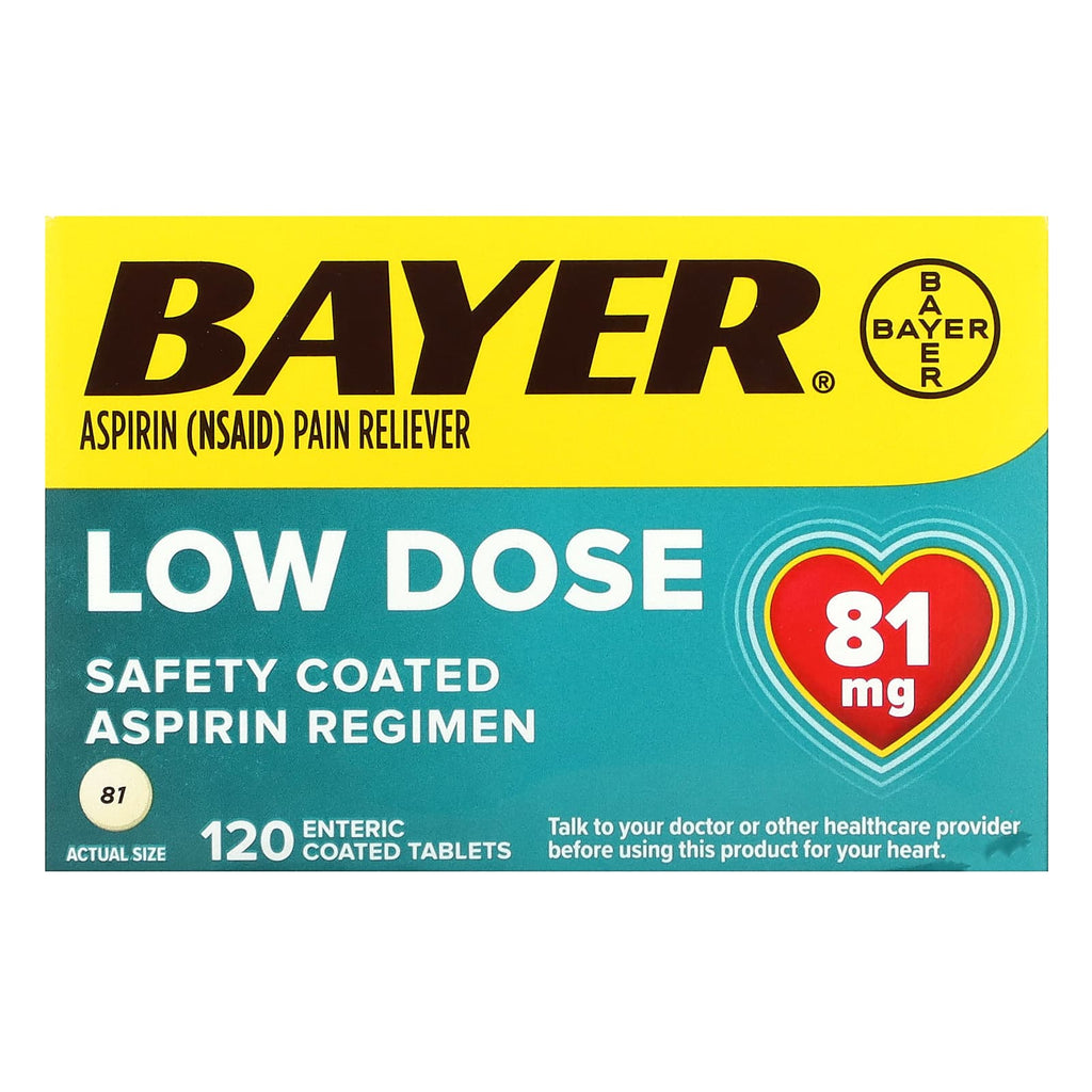 Bayer, Safety Coated Aspirin Regimen, Low Dose, 81 mg, 120 Enteric Coated Tablets