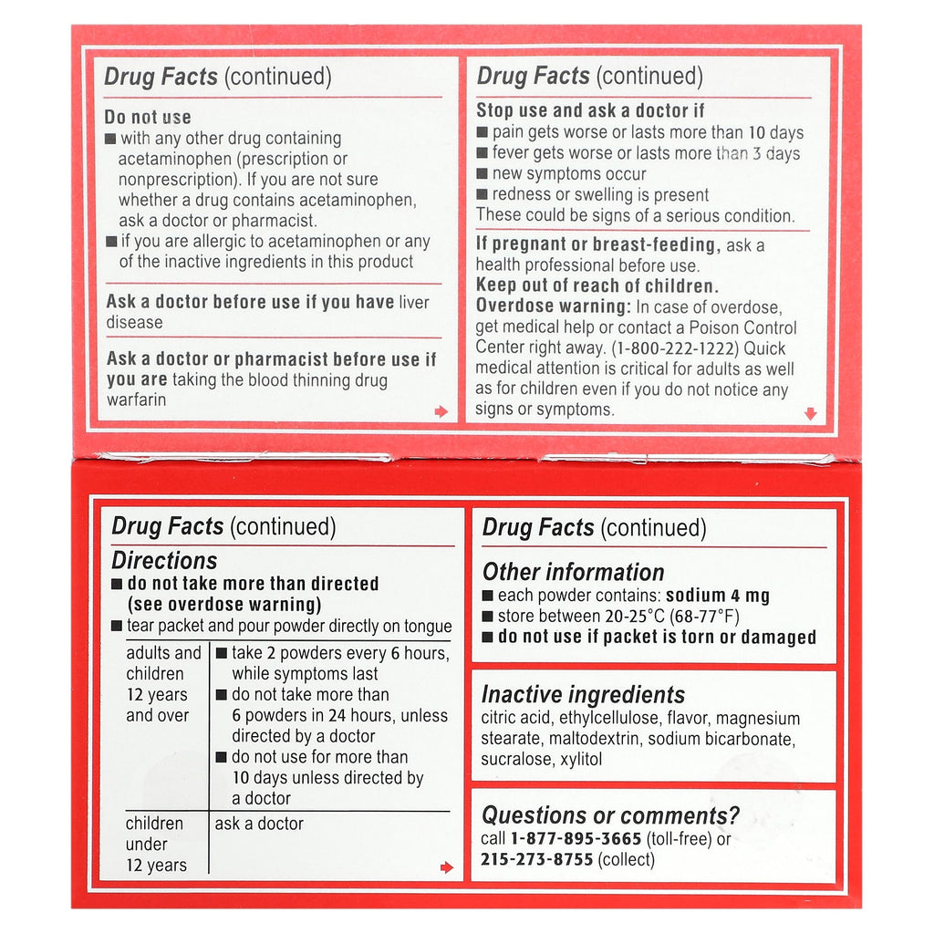 Tylenol, Acetaminophen Dissolve Packs for Adults, Berry Flavor, 500 mg, 12 Packets of Powder
