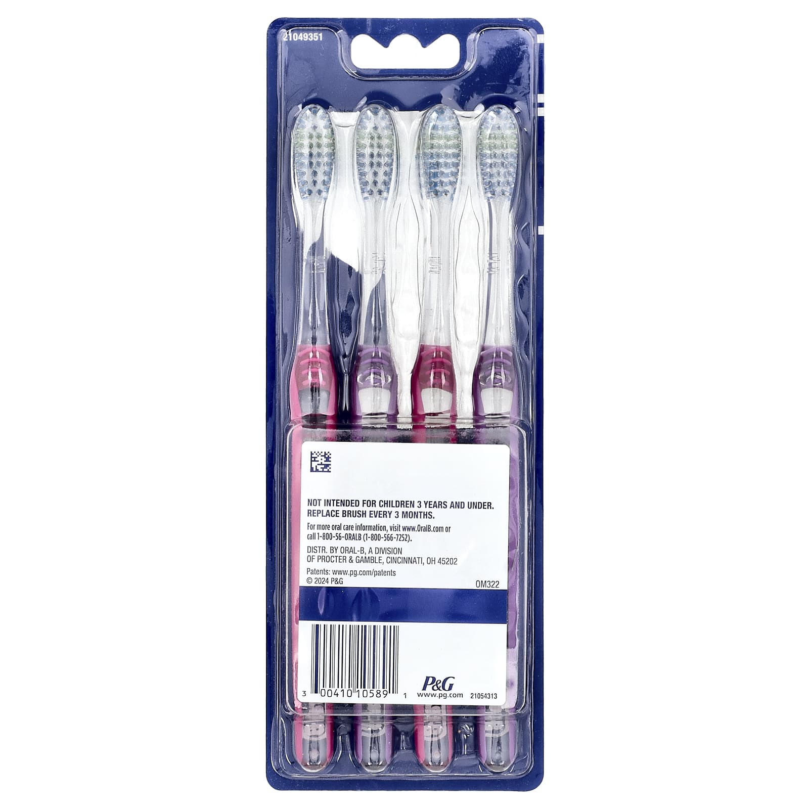 Oral-B, Advanced Clean Toothbrush, Medium, 4 Pack