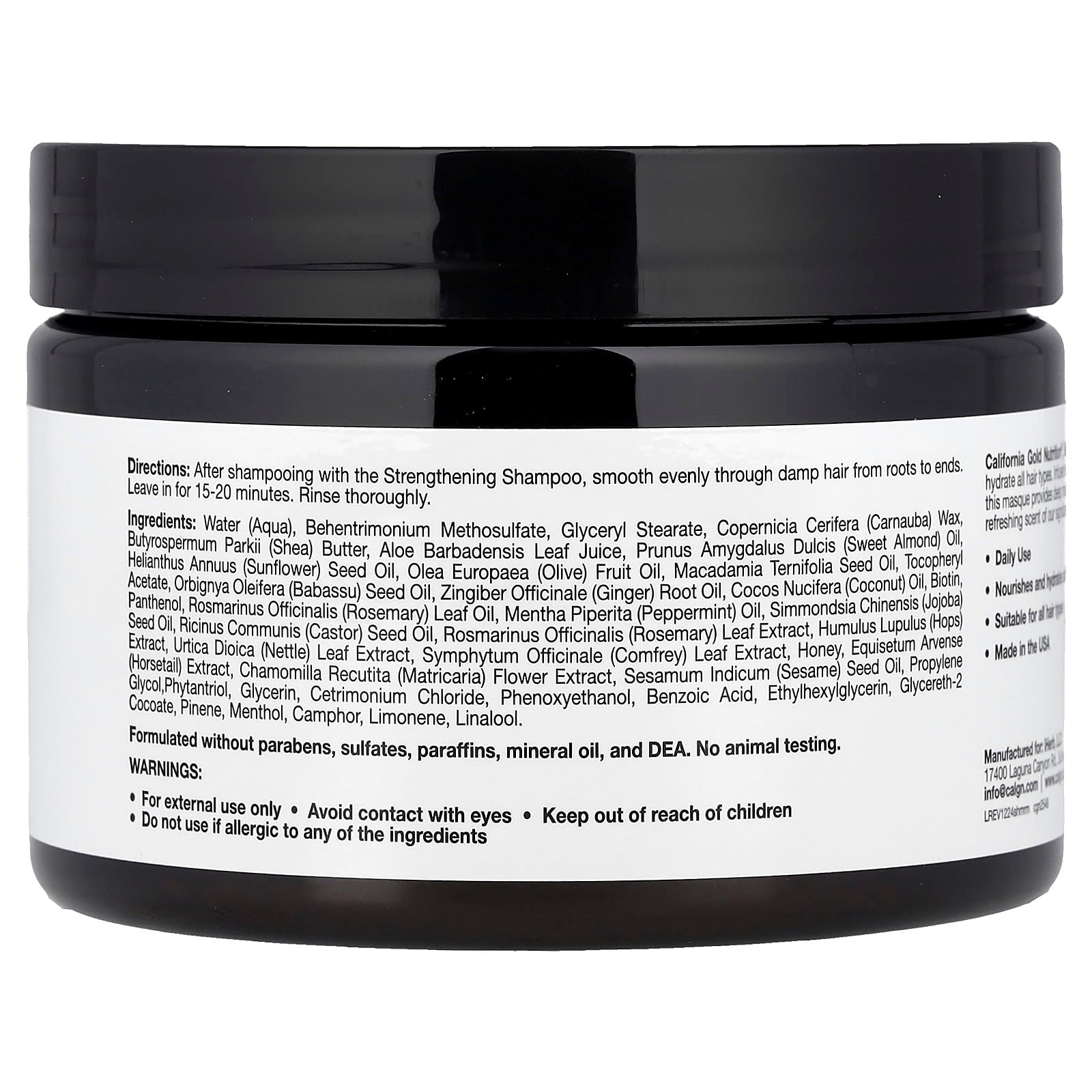 California Gold Nutrition, Strengthening Hair Masque, Biotin, Rosemary Mint, 12 oz (340 g)