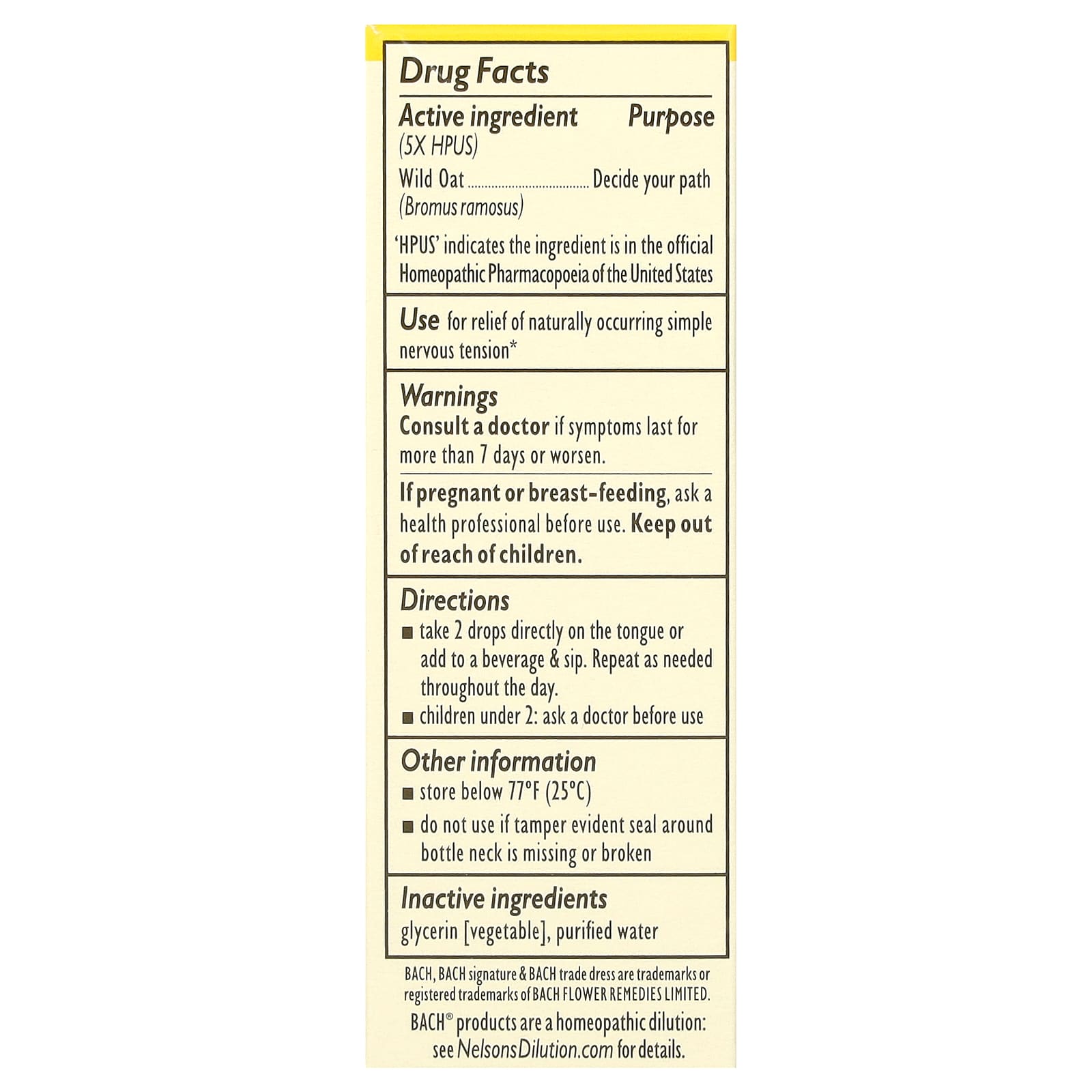 Bach, Original Flower Remedies, Wild Oat, 0.35 fl oz (10 ml)