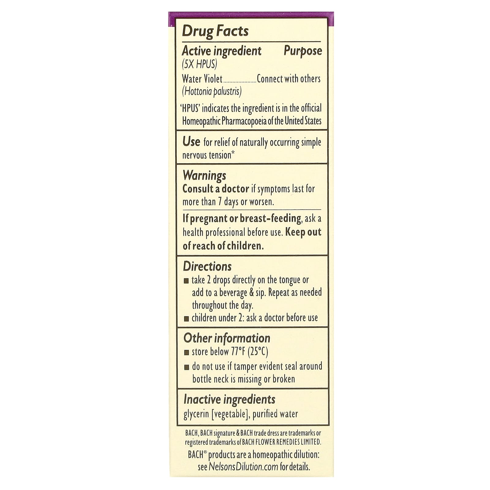 Bach, Original Flower Remedies, Water Violet, 0.35 fl oz (10 ml)