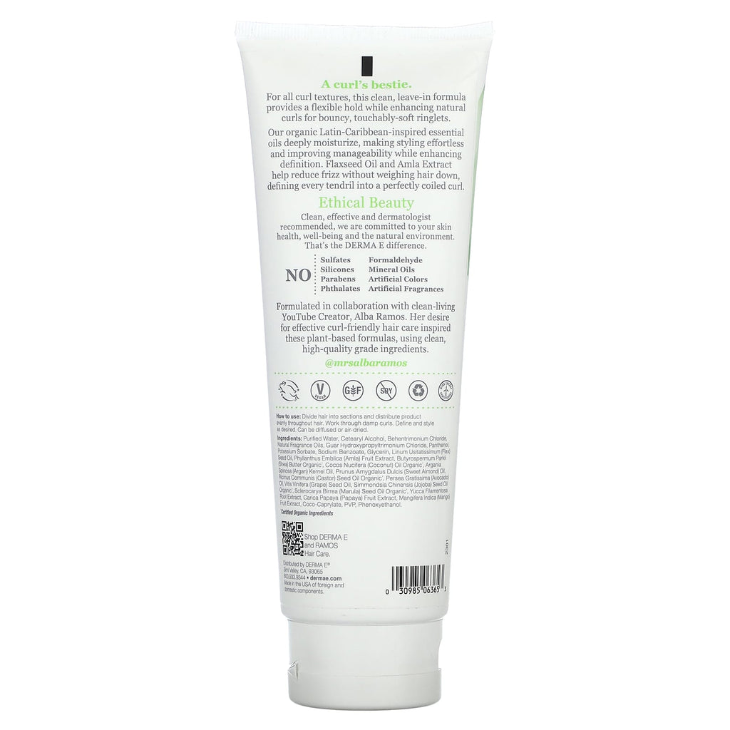 DERMA E, Ramos Clean Curls, 2-In-1 Defining Curl Cream + Leave-In, 8 fl oz (237 ml)