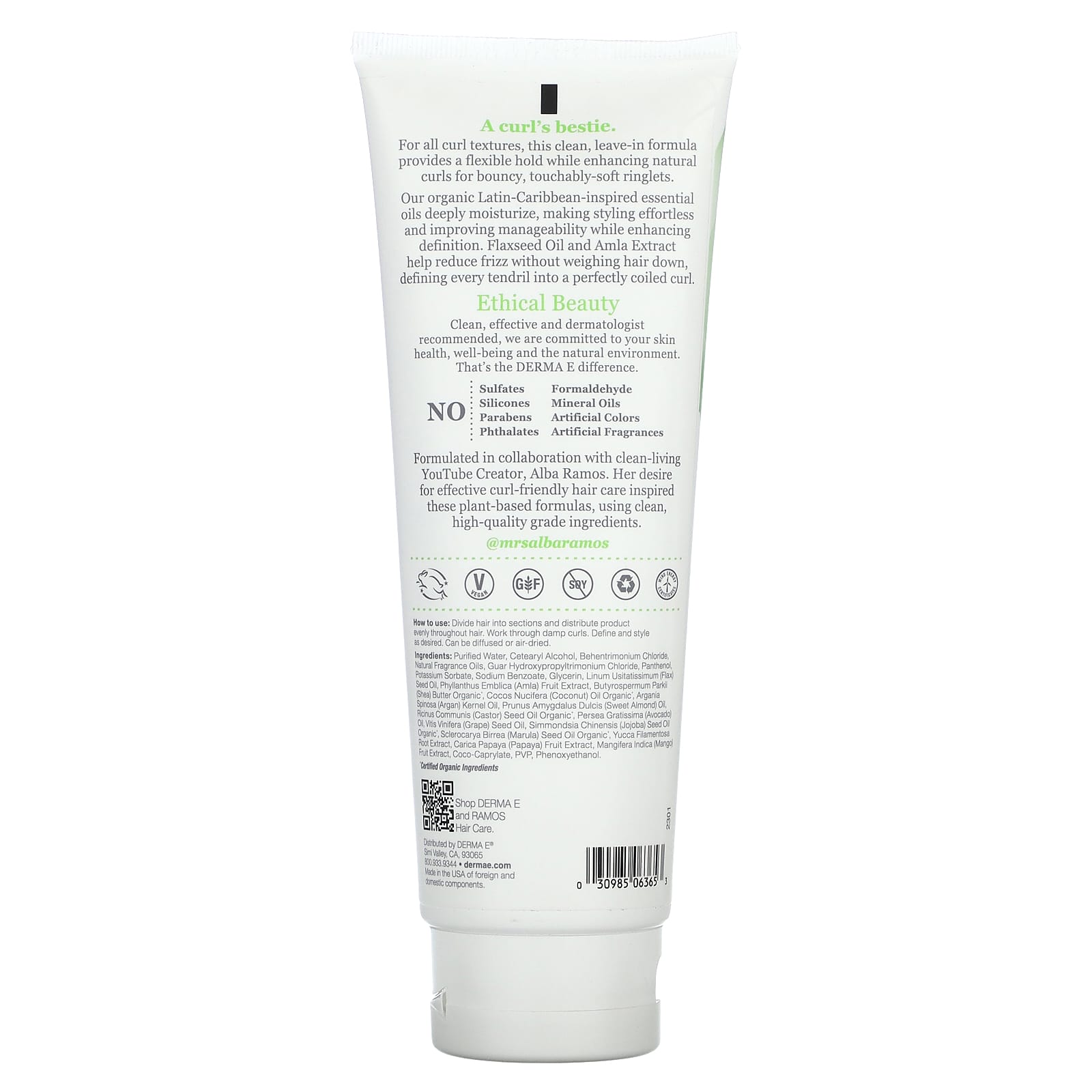 DERMA E, Ramos Clean Curls, 2-In-1 Defining Curl Cream + Leave-In, 8 fl oz (237 ml)