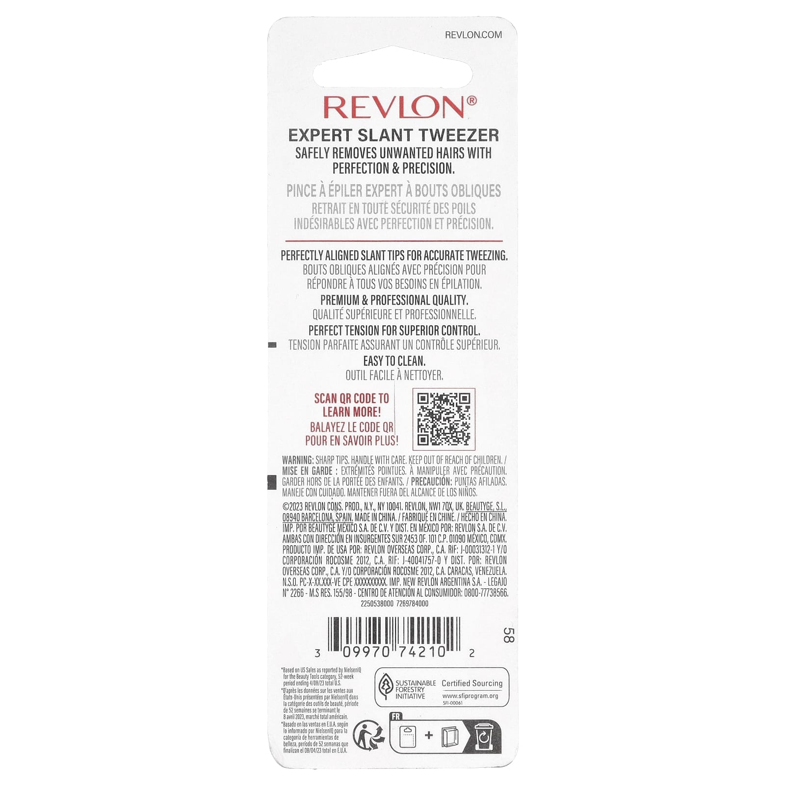 Revlon, Expert Slant Tweezer, Black, 1 Count