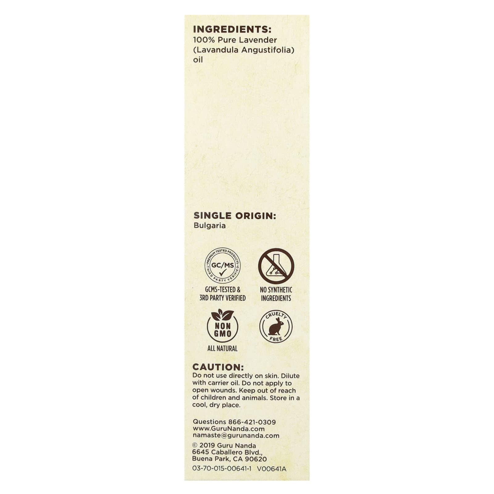 GuruNanda, 100% Pure & Natural Essential Oil, True Lavender, 0.5 fl oz (15 ml)