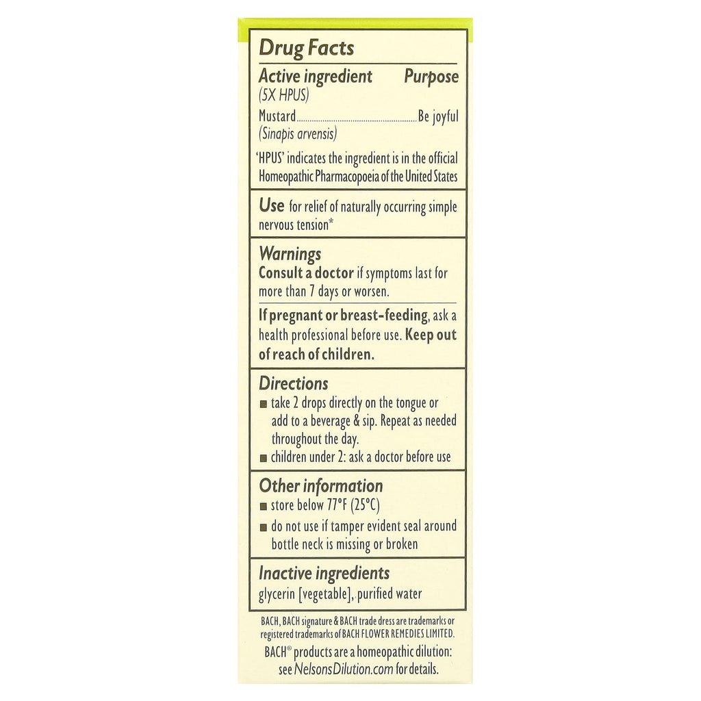 Bach, Original Flower Remedies, Mustard, 0.35 fl oz (10 ml)