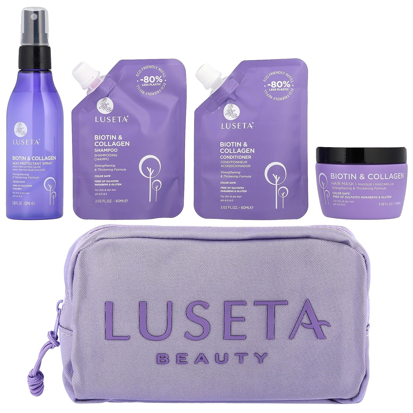 Luseta Beauty, iHerb Exclusive, Biotin & Keratin Hair Care Bag, 4 Items, 10.8 fl oz (320 ml)