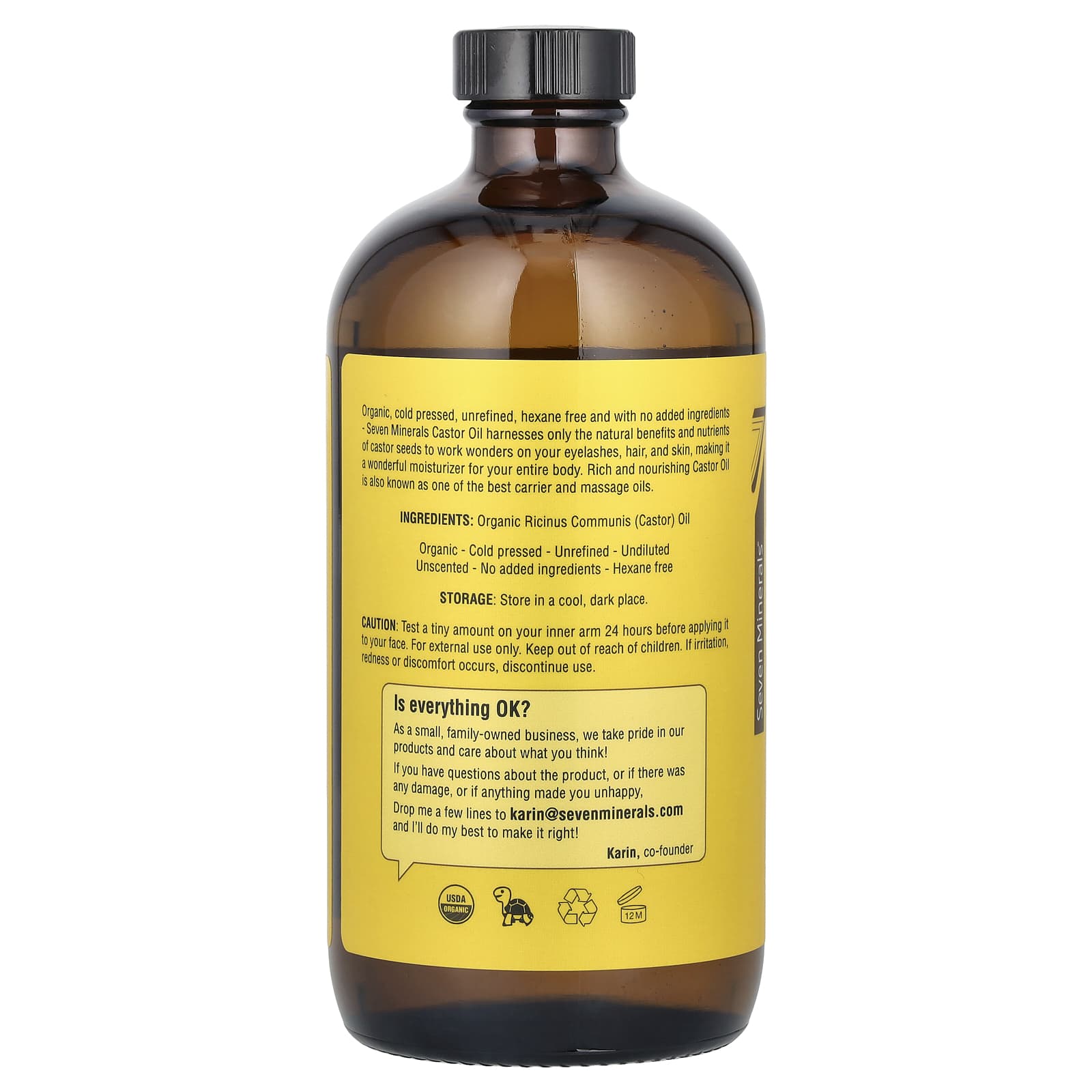 Seven Minerals, Organic Castor Oil, 16 fl oz (473 ml)