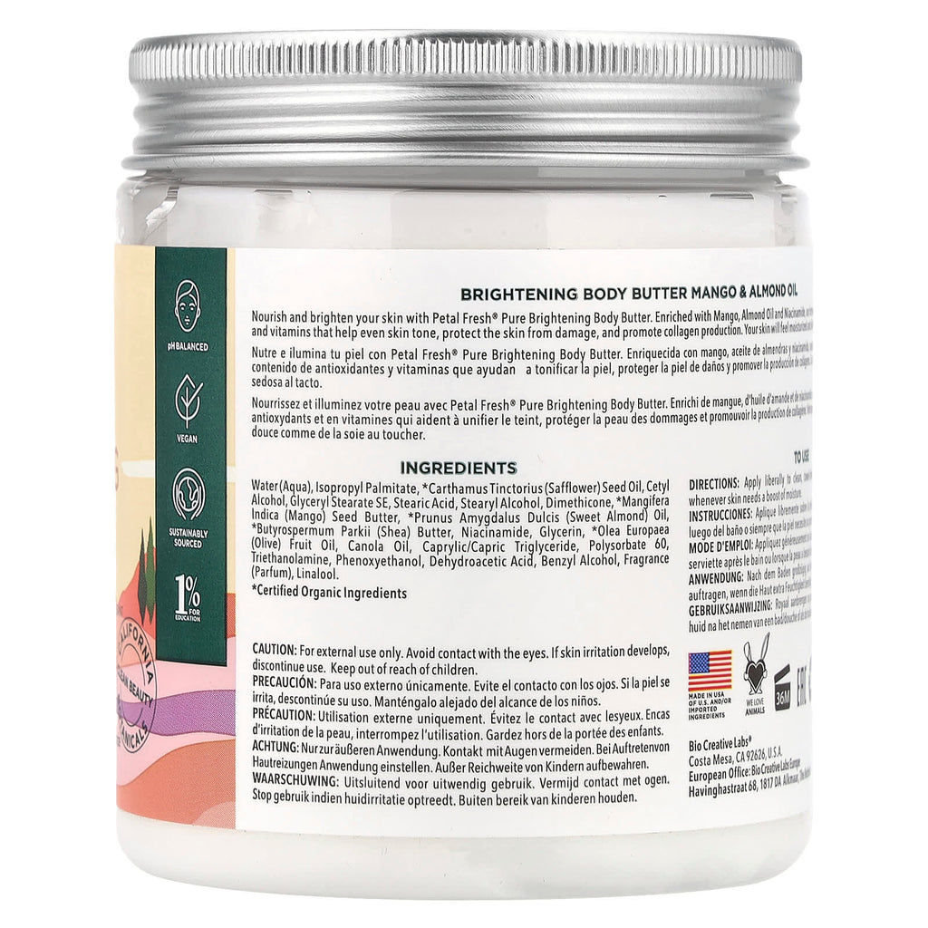 Petal Fresh, Brightening Body Butter With Niacinamide, Mango & Almond Oil, 8 oz (237 ml)