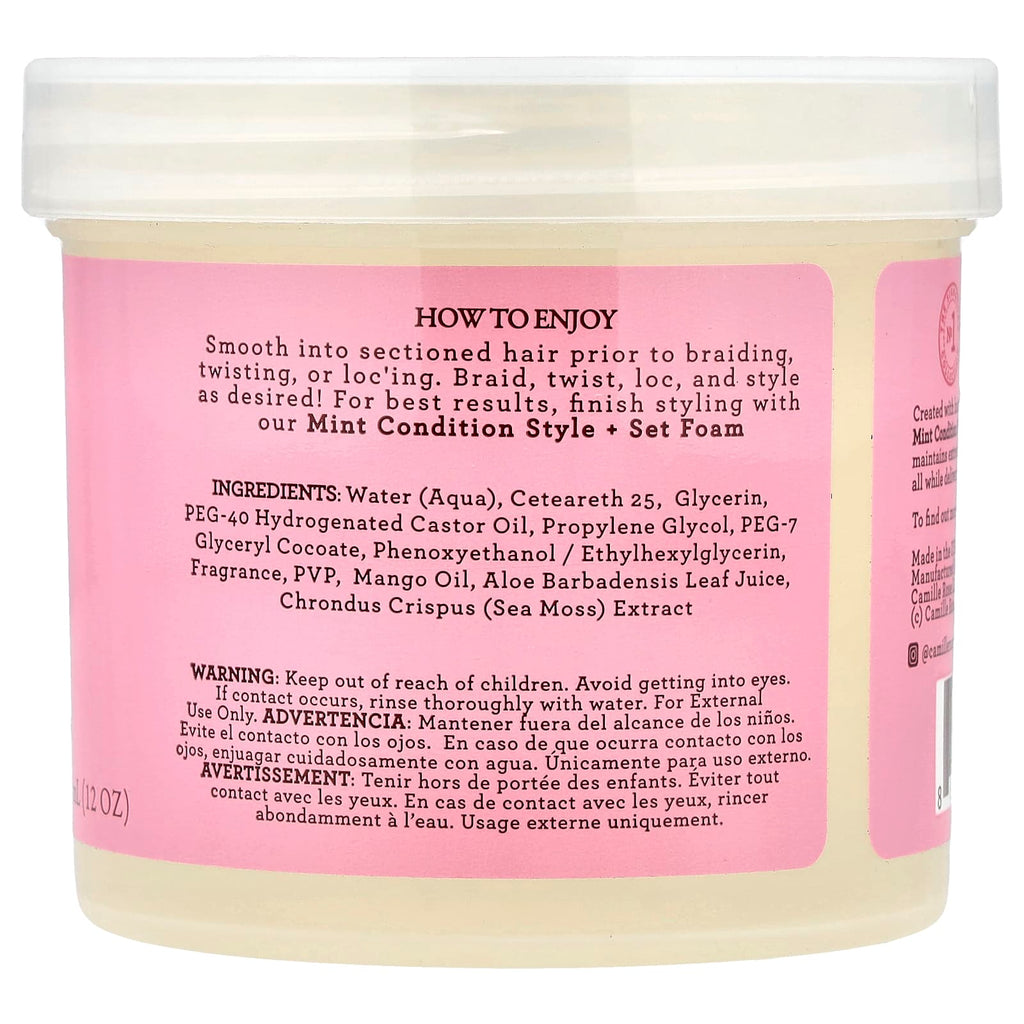 Camille Rose, Mint Condition Nourishing Braiding Gel, Extreme Hold, Sea Moss & Aloe Vera, 12 oz (355 ml)