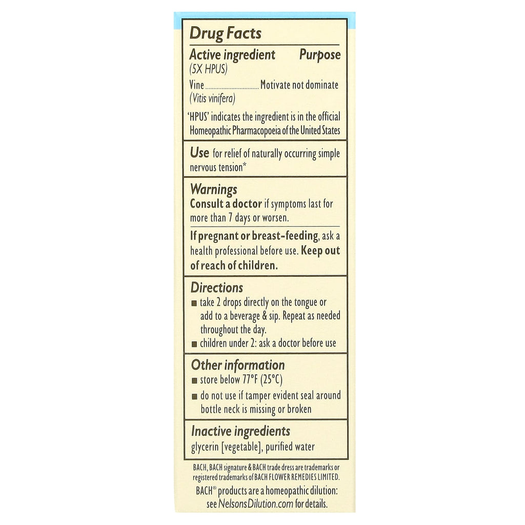 Bach, Original Flower Remedies, Vine, 0.35 fl oz (10 ml)