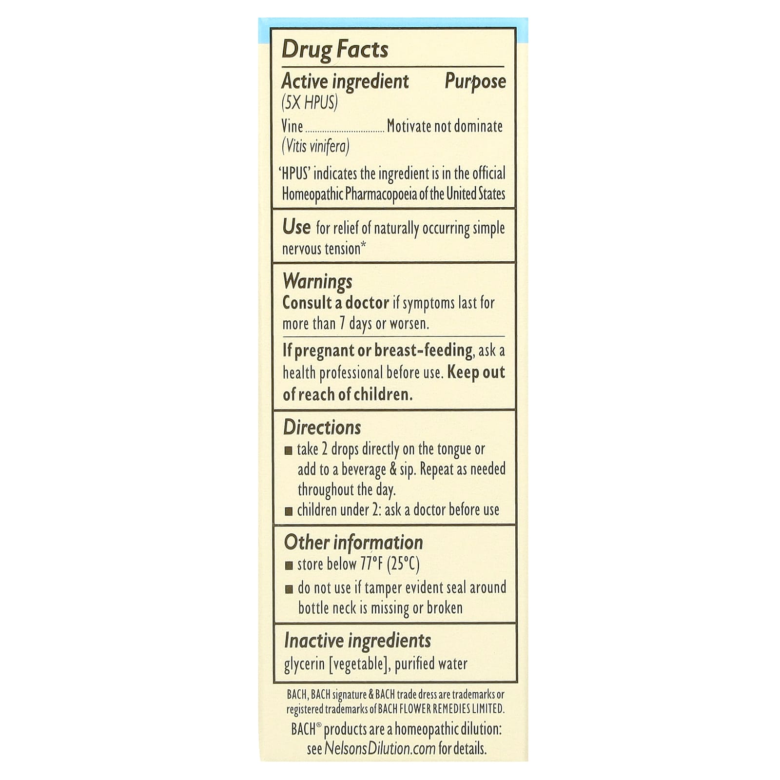 Bach, Original Flower Remedies, Vine, 0.35 fl oz (10 ml)