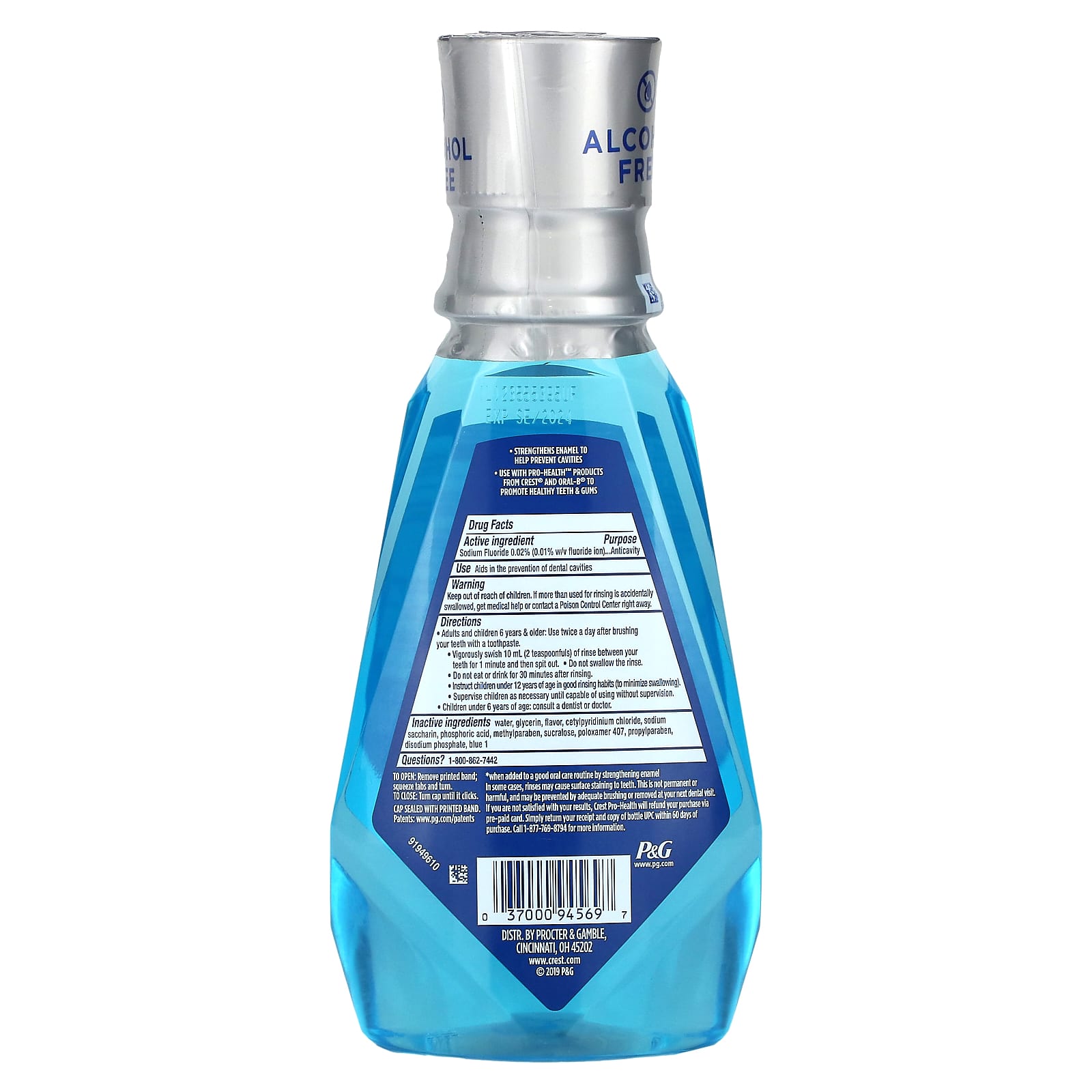 Crest, Pro Health Advanced, Multi-Protection Anticavity Fluoride Mouthwash, Alcohol Free, 16.9 fl oz (500 ml)