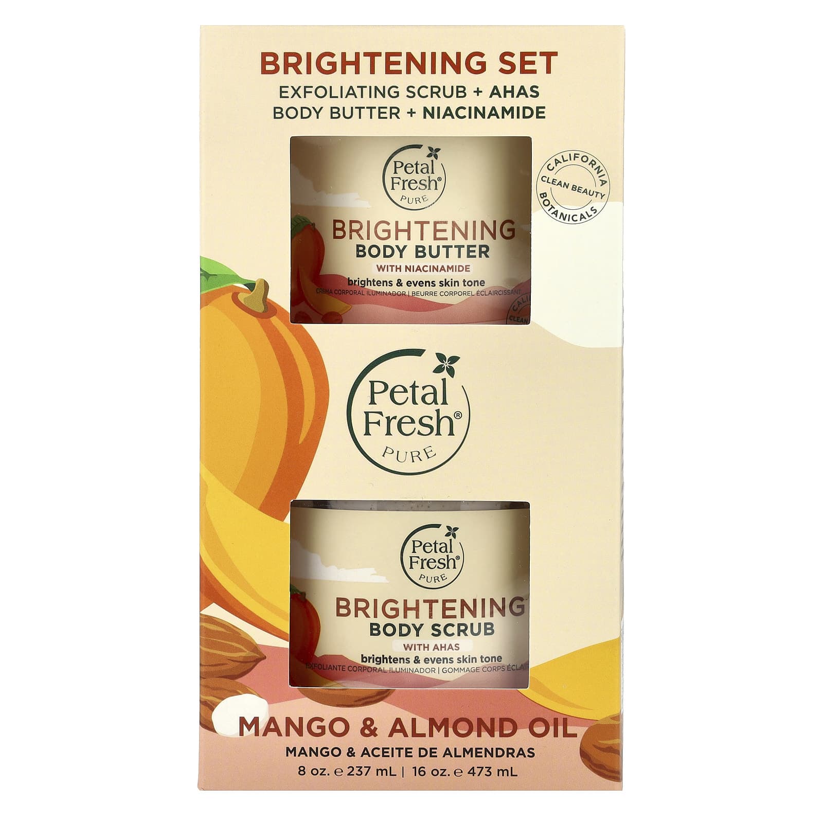 Petal Fresh, Brightening Set, Mango & Almond Oil, 2 Piece Set