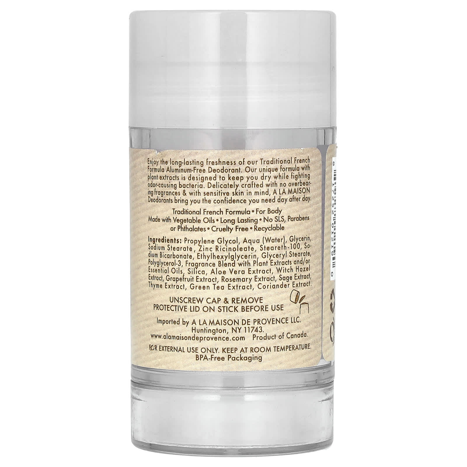 A La Maison de Provence, Deodorant, Honeysuckle, 2.4 oz (70 g)