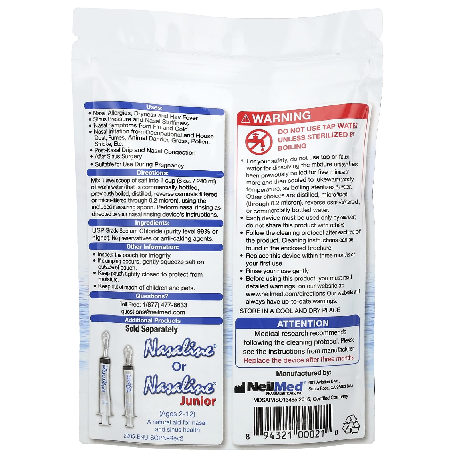 Squip, Nasaline®, Saline Solution Salt, 12 oz (340 g)